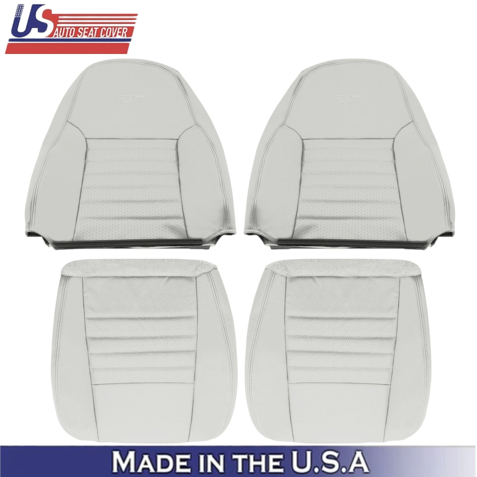 1999-2004 For Ford Mustang GT Genuine Leather Front Seat Covers Oxford White