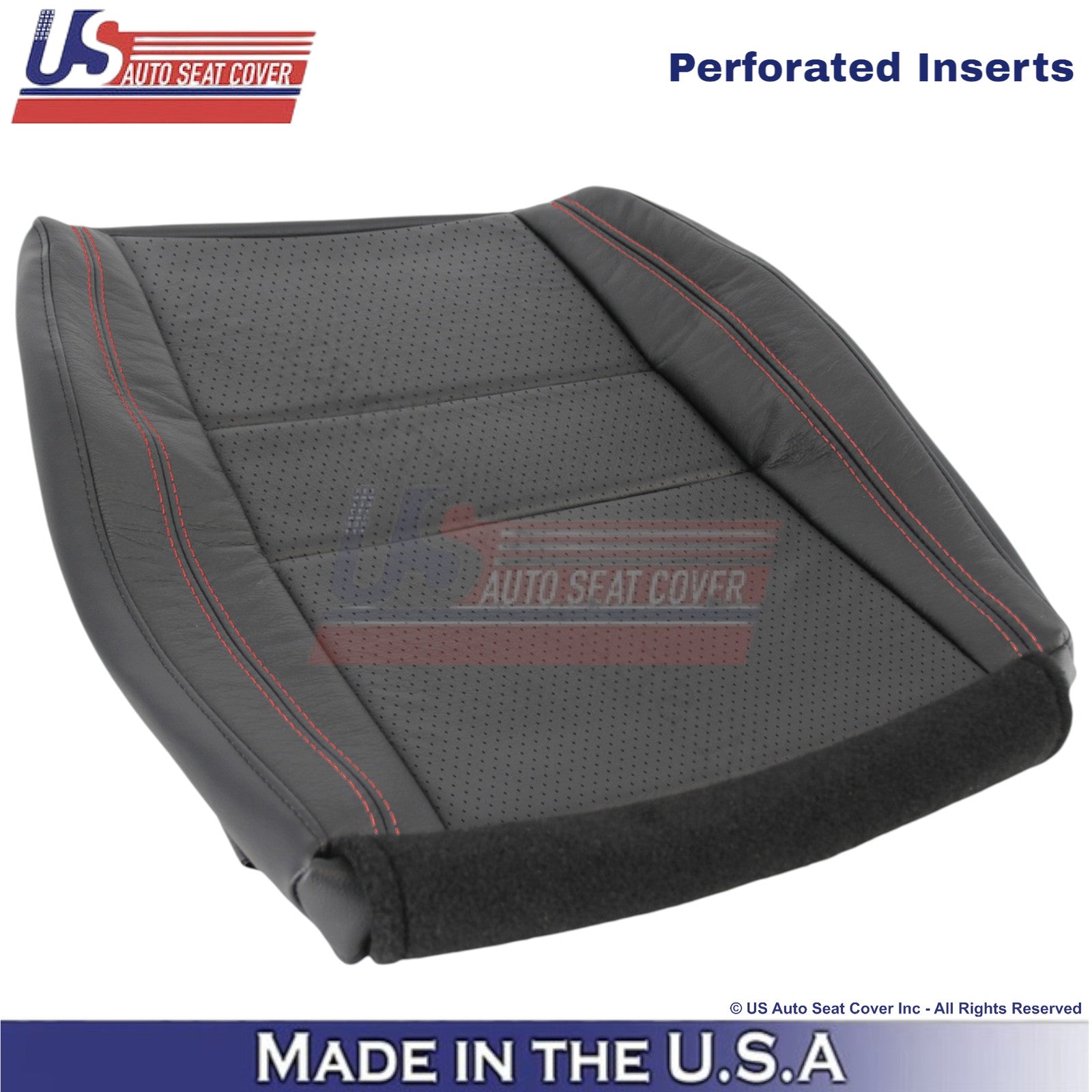 2011-2025 For Dodge Durango Genuine Leather Front Covers Black w/ Red Stitch