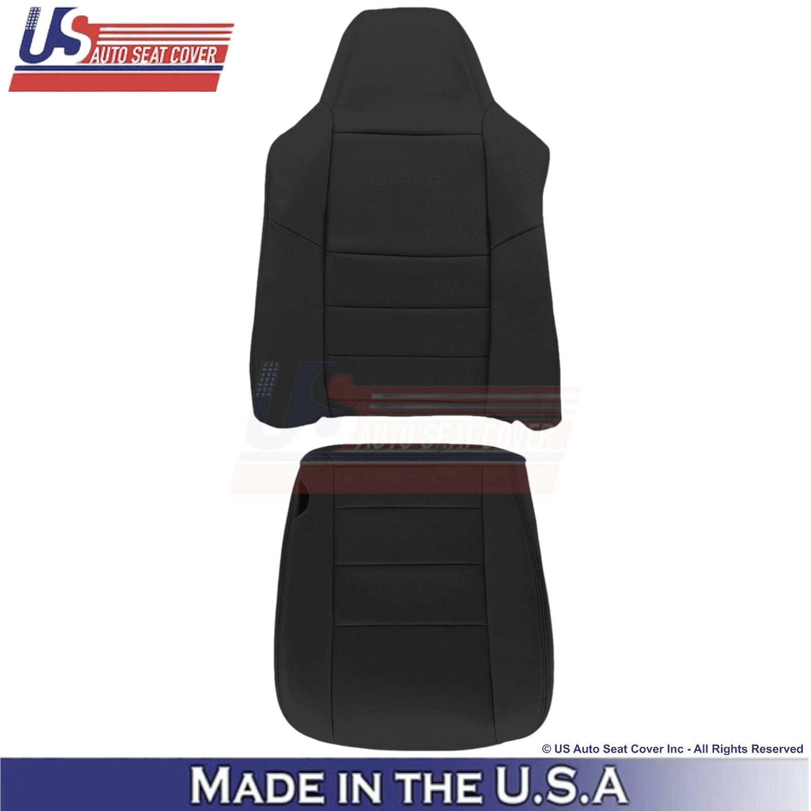 2004-2007 For Ford F250 F350 Lariat Leatherette Perf Driver Side Covers Black