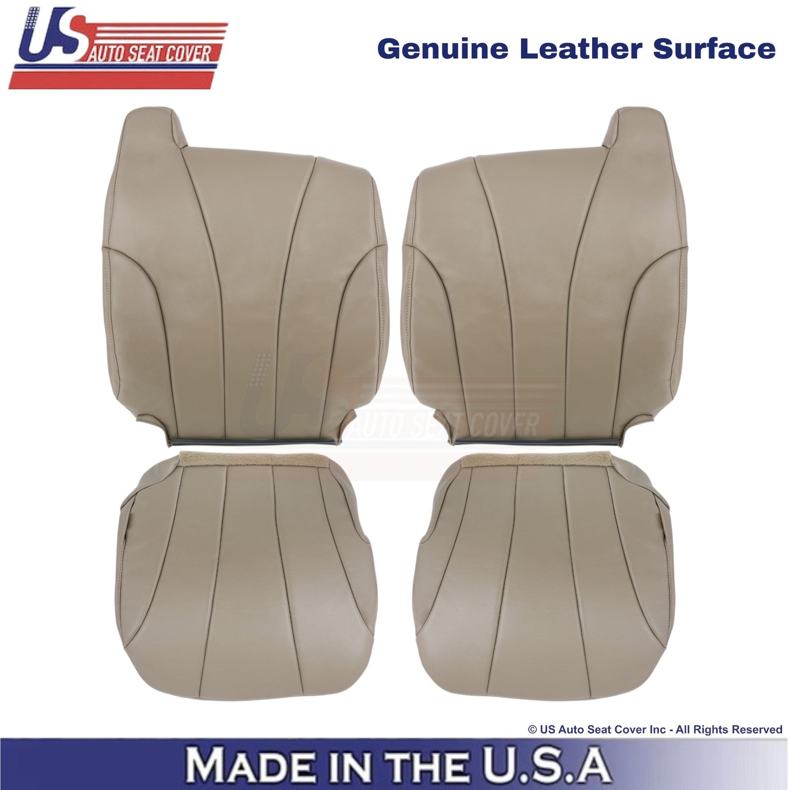 2001-2002 For Chevy Silverado W/T Genuine Leather Front Covers Medium Neutral