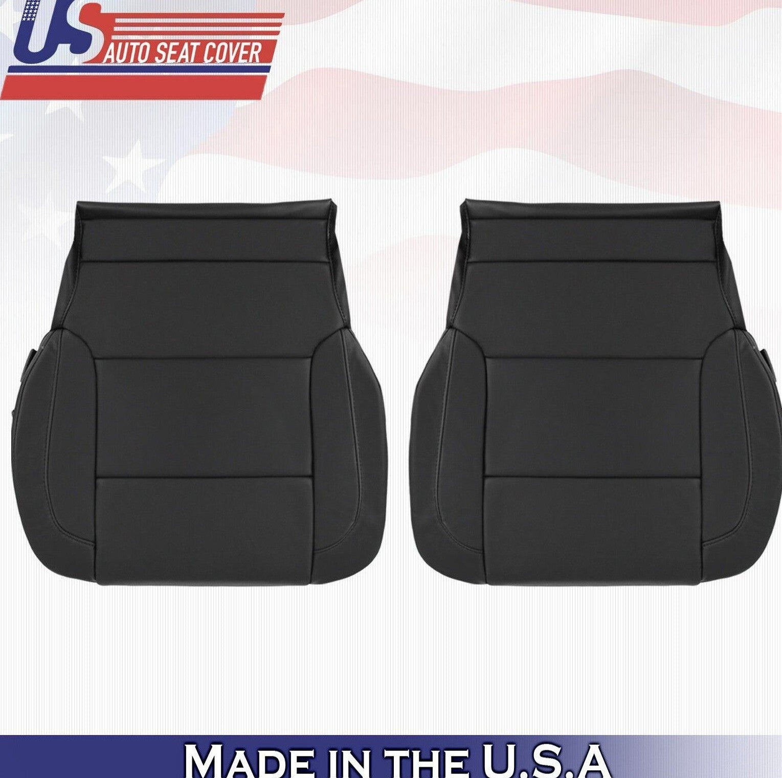 2015 2016 For Chevy Suburban Driver & Passenger Bottom Leather Seat Covers Black