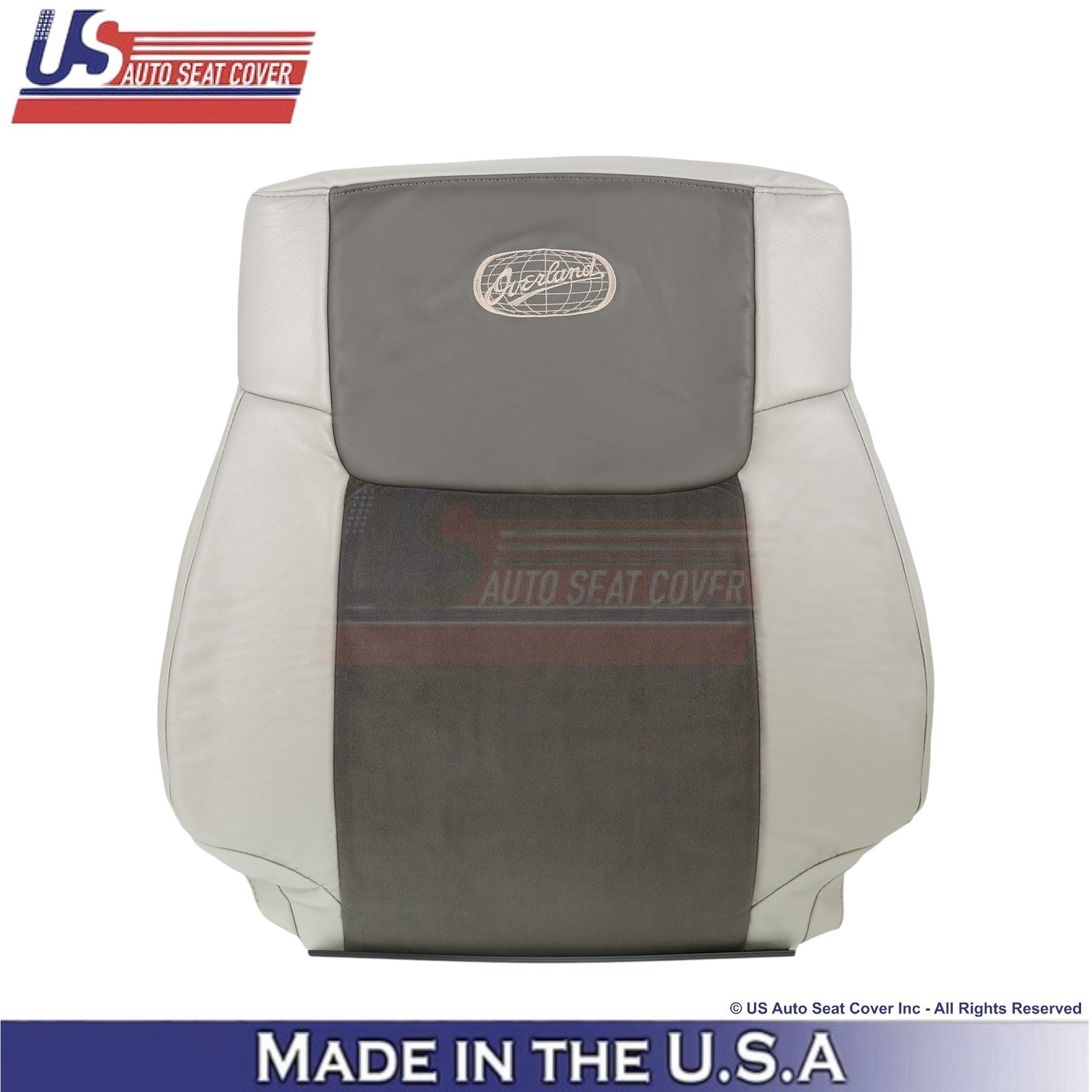 2006-2010 Fits Jeep Commander Leather & Suede Front Seat Covers 2-Tone Gray