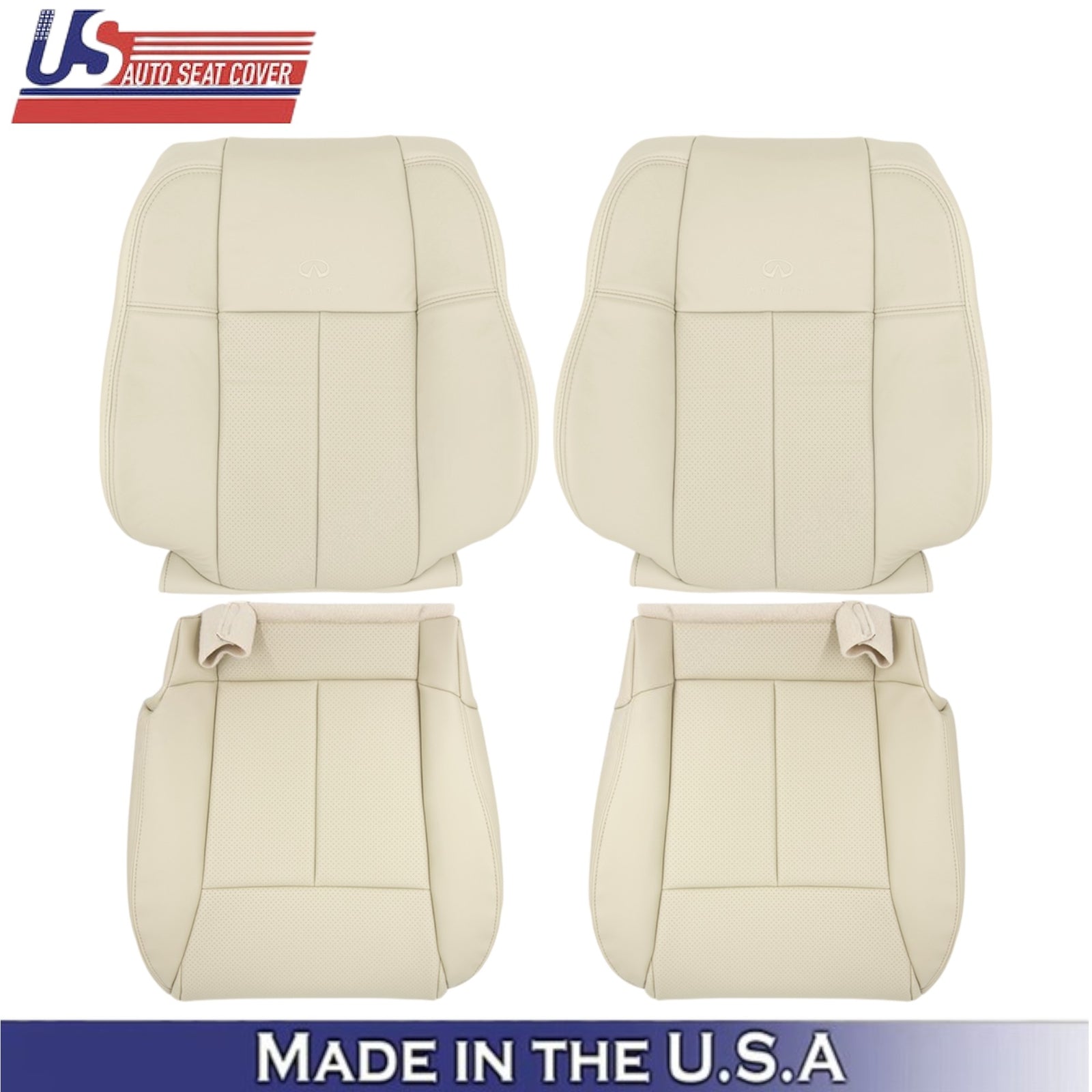 2006-2010 for Infiniti M45 M35 Sedan Front Seat Covers Genuine Leather Wheat Tan