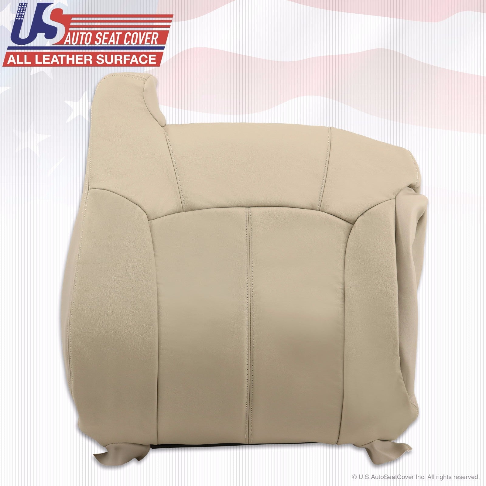 1999 - 2002 Tahoe Suburban Front Top & Bottom Leather Seat Covers Light Tan