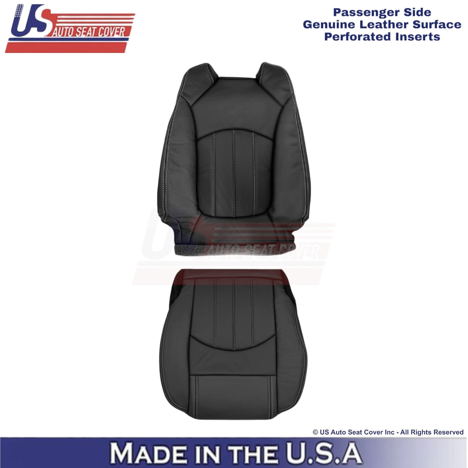 2013-2017 Fits Chevy Traverse Genuine Leather Perforated Front Seat Covers Ebony