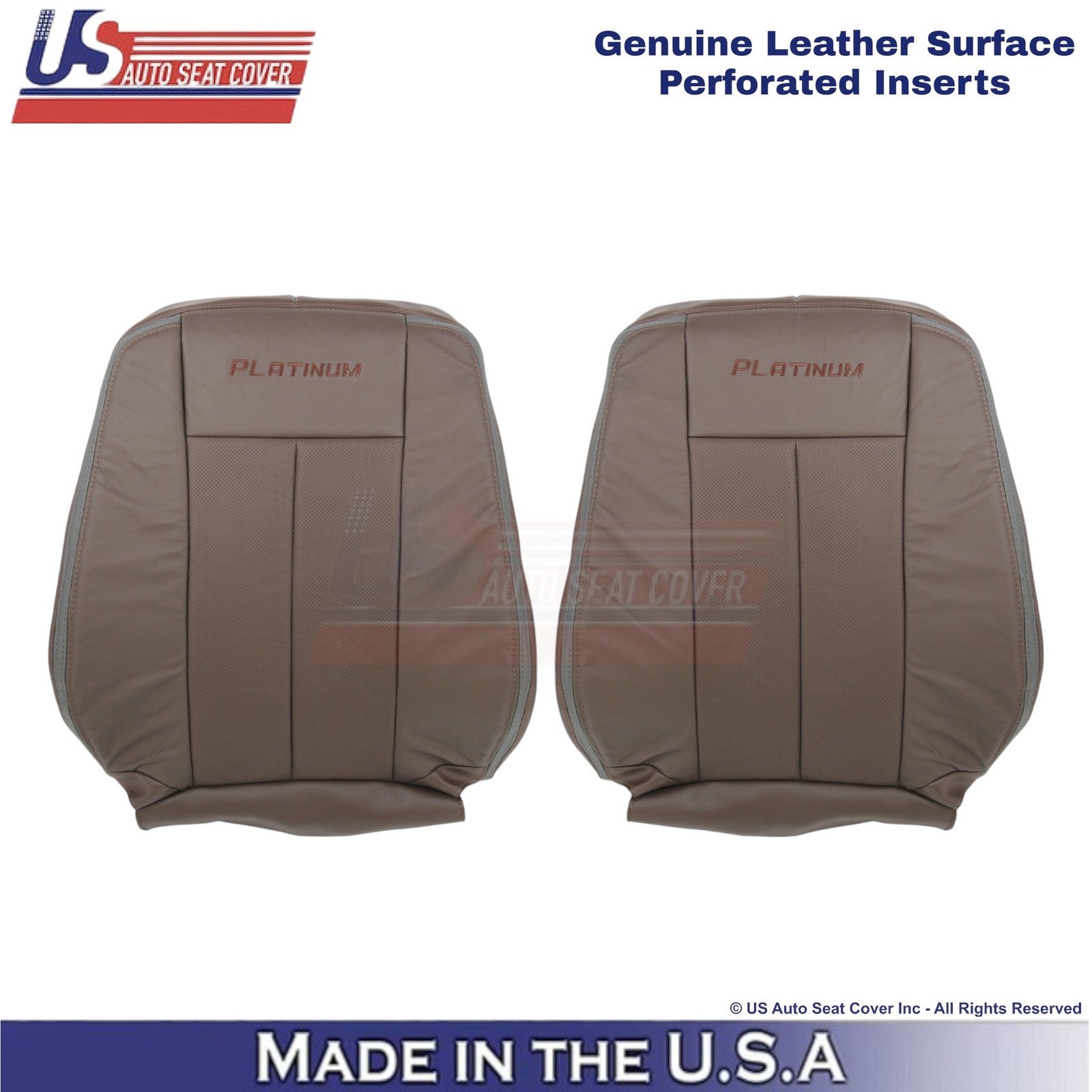 2015-2017 Fits Ford Expedition Platinum Genuine Leather Front Top Covers Brown