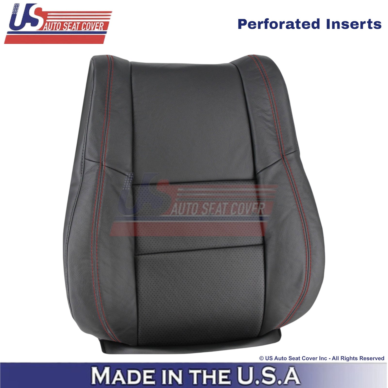 2011-2025 For Dodge Durango Genuine Leather Passenger Covers Black w/ Red Stitch