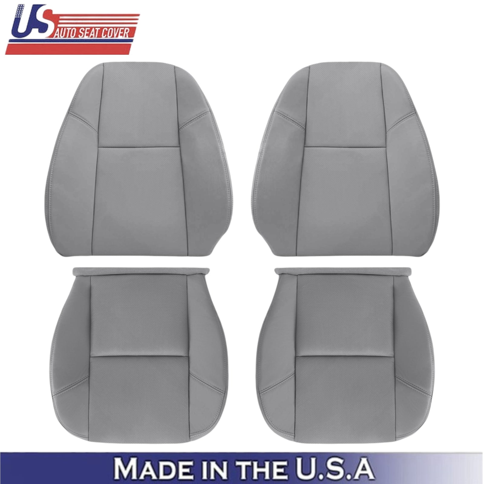 2009-2014 For GMC Sierra Denali Leatherette Front Seat Covers Light Titanium