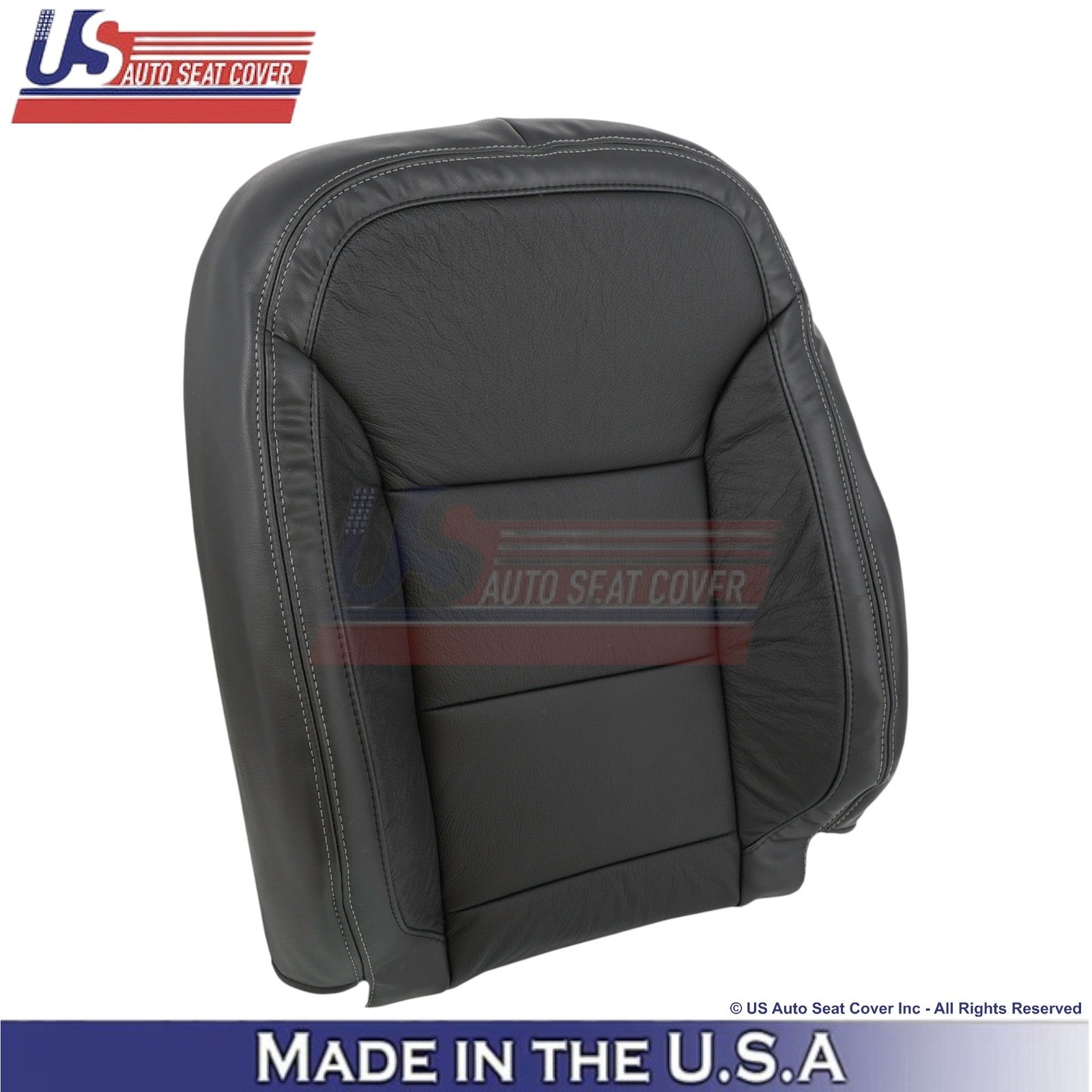13-15 For Chevy Malibu Genuine Leather Passenger Bottom Cover Black w/white Stch