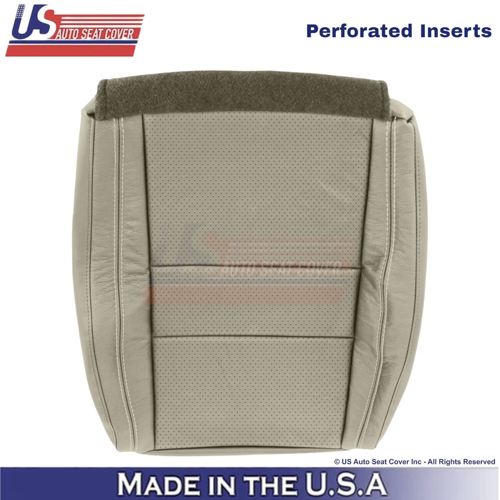 2011-2022 For Dodge Durango Leather Perf. Front Bottom Covers Light Frost Beige