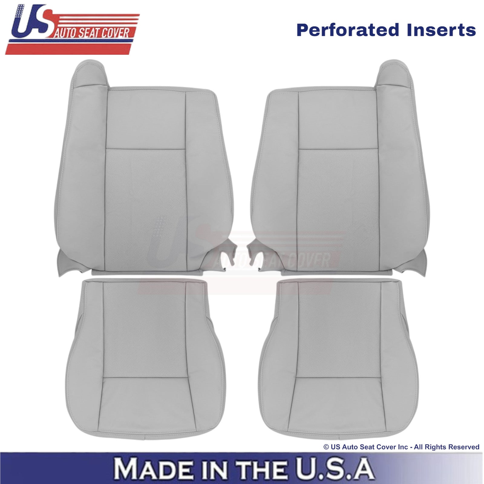 2003-2007 Fits Cadillac CTS Leather Front OEM Replacement Seat Covers Gray