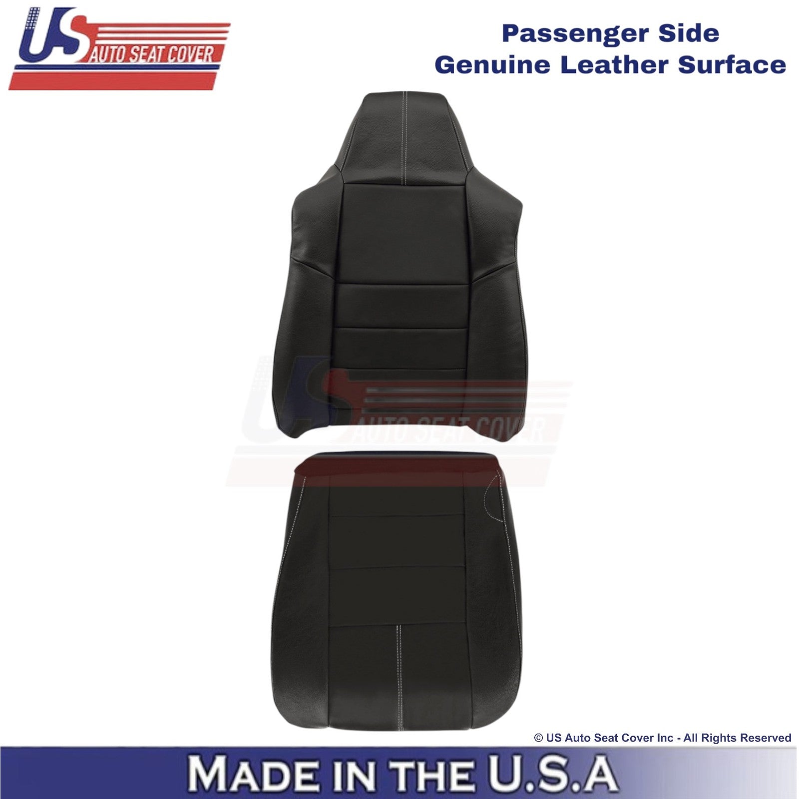2008-10 For Ford F250-550 FX4 Leather Passenger Side Covers Black/White stitch