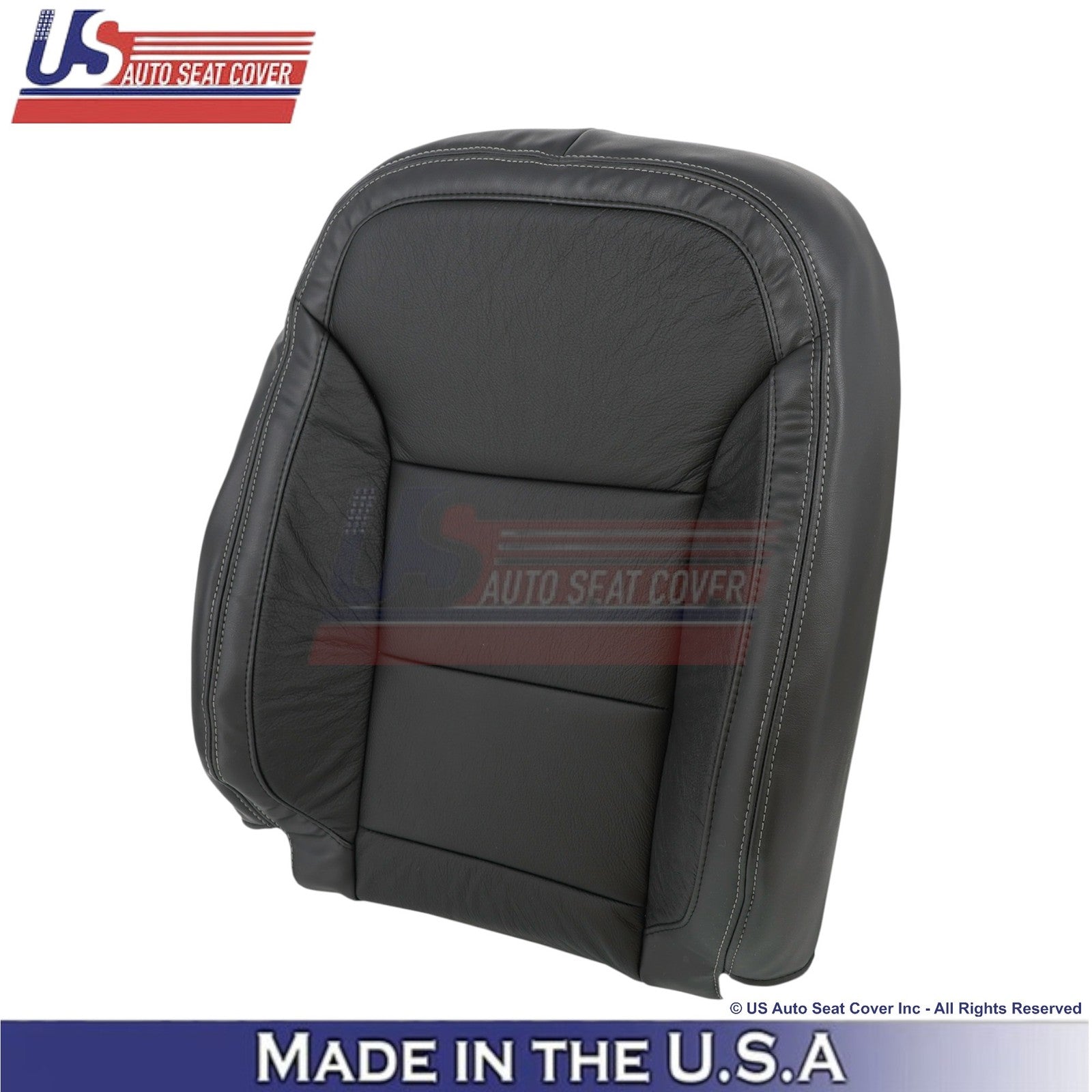 2013-2015 For Chevy Malibu Genuine Leather Front Side Covers Black w/white Stch