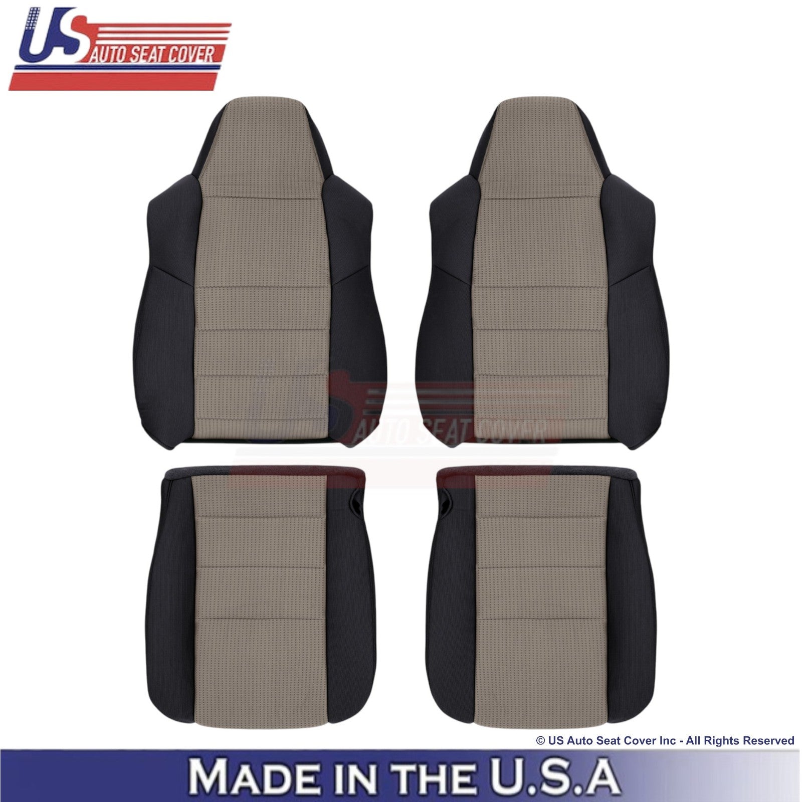 2008-2010 Fits Ford F-250 XLT Cloth Front Replacement Covers 2-Tone Black & Gray