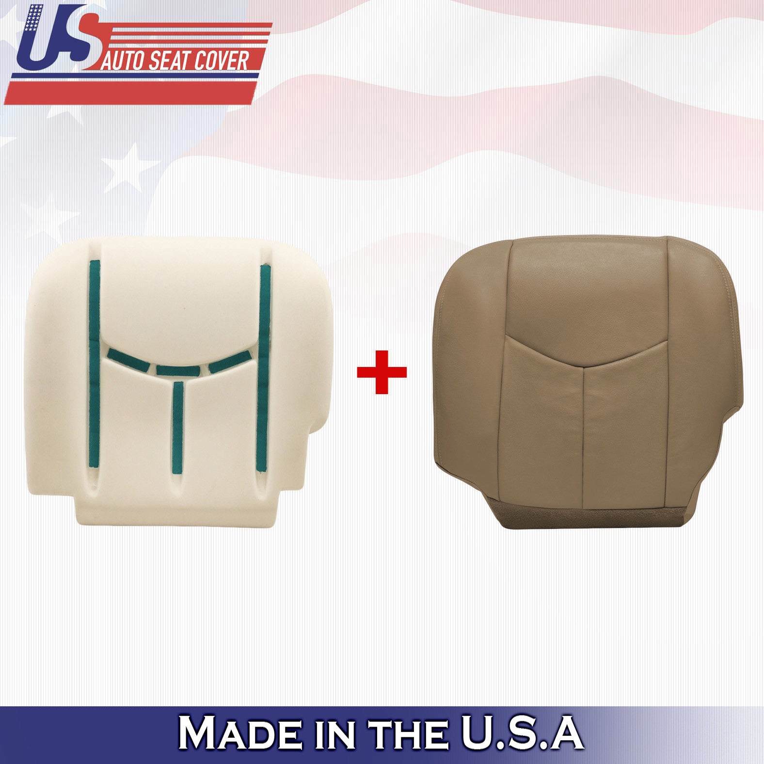 2003-2006 GMC Sierra Driver Bottom Vinyl Seat Cover Plus Foam Cushion in Med Tan
