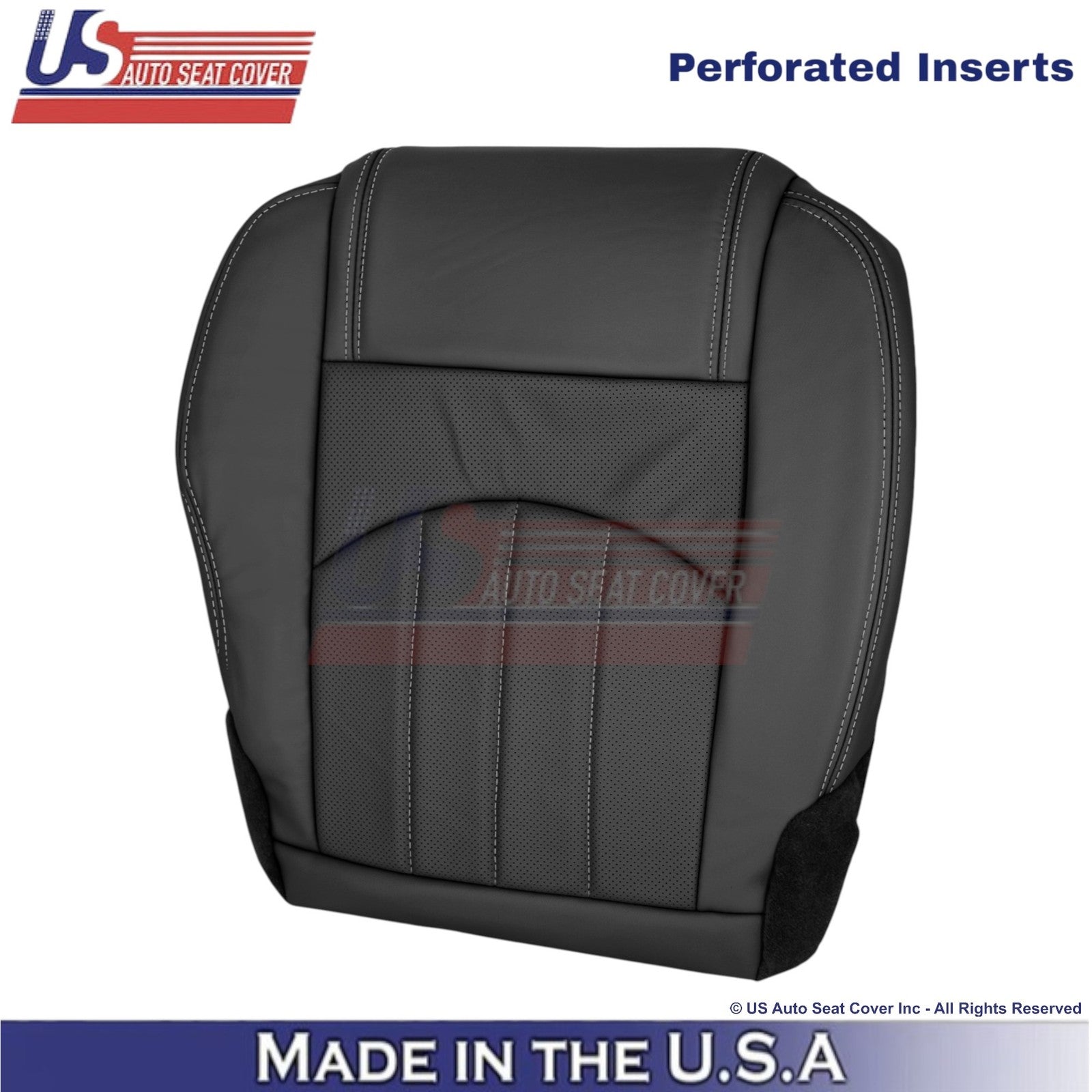 2013-2017 Fits Chevy Traverse Leather Perforated Front Replacement Covers Ebony