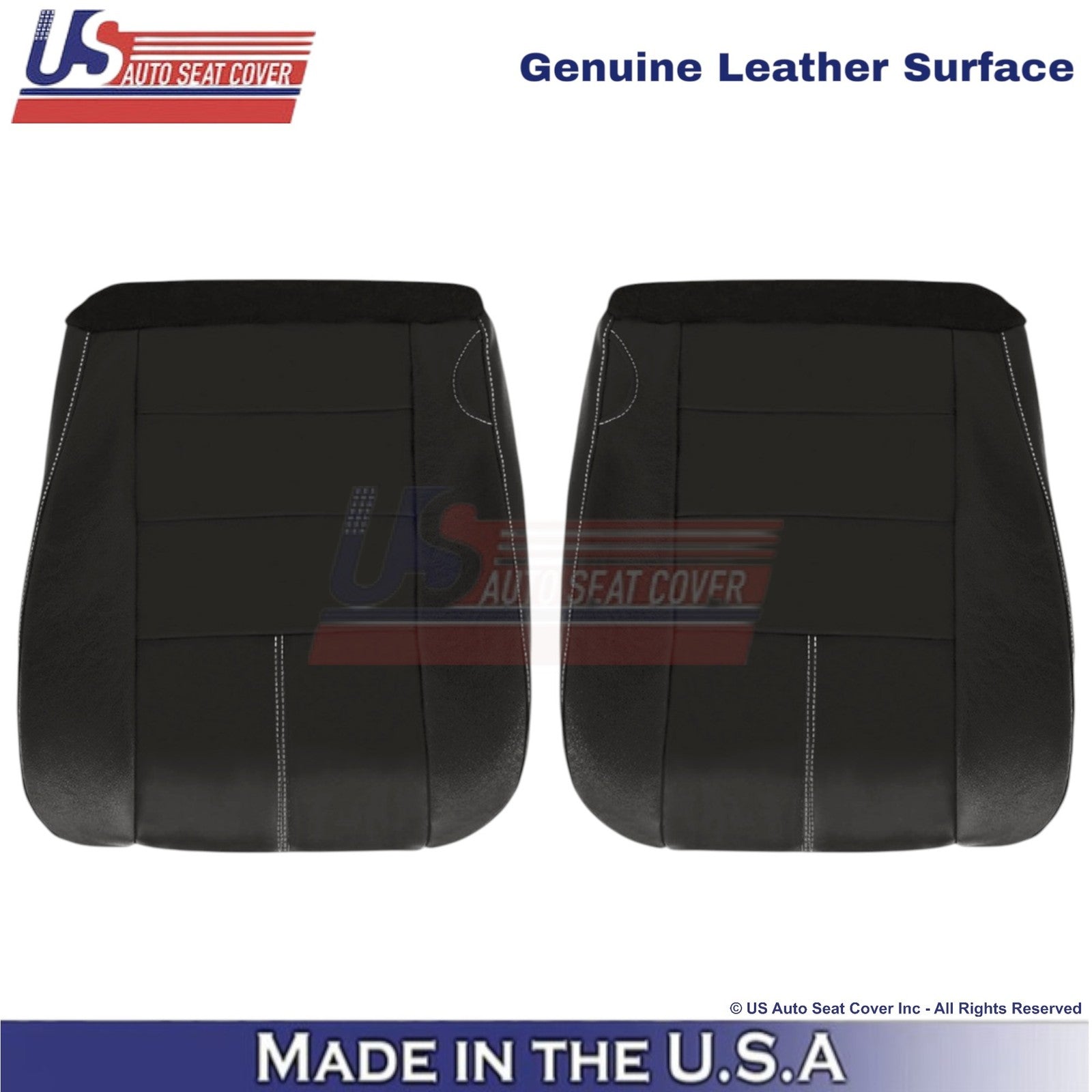 2008-2010 For Ford F250-550 FX4 Leather Front Bottom Covers Black/White stitch