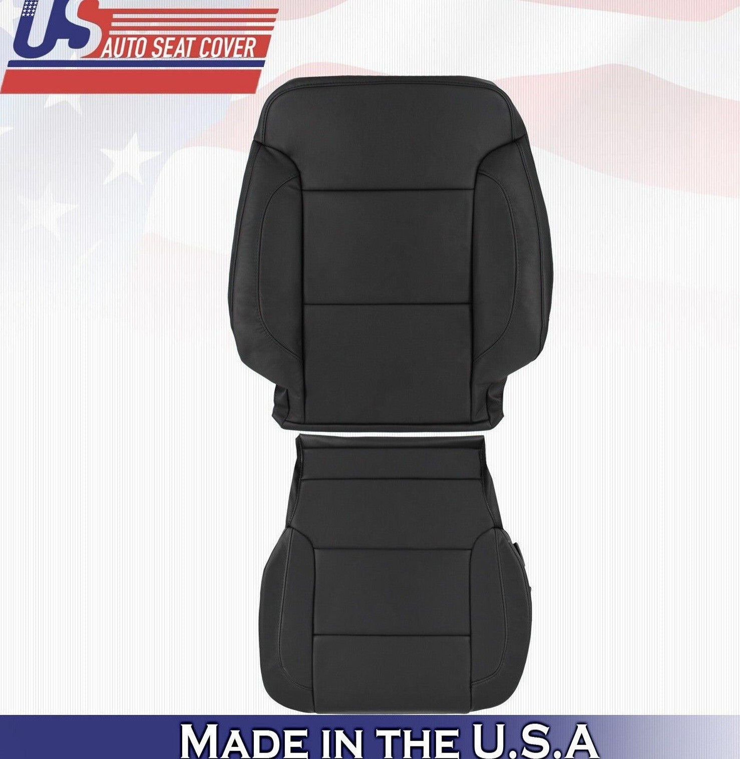 2017 For Chevy Silverado 2500 3500 Driver Top & Bottom Leather Seat Covers Black
