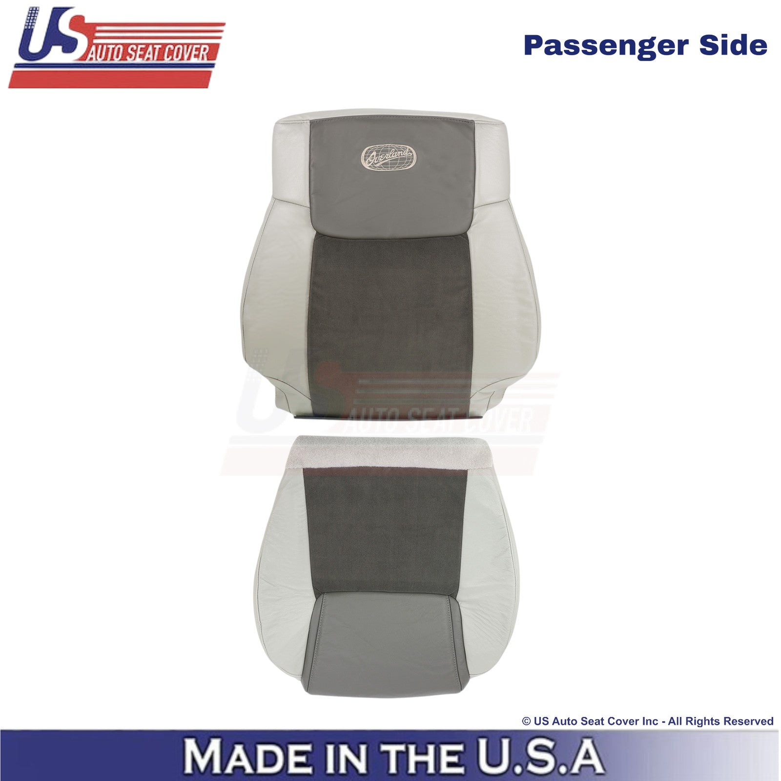 2006-2010 Fits Jeep Commander Leather & Suede Passenger Seat Covers 2-Tone Gray