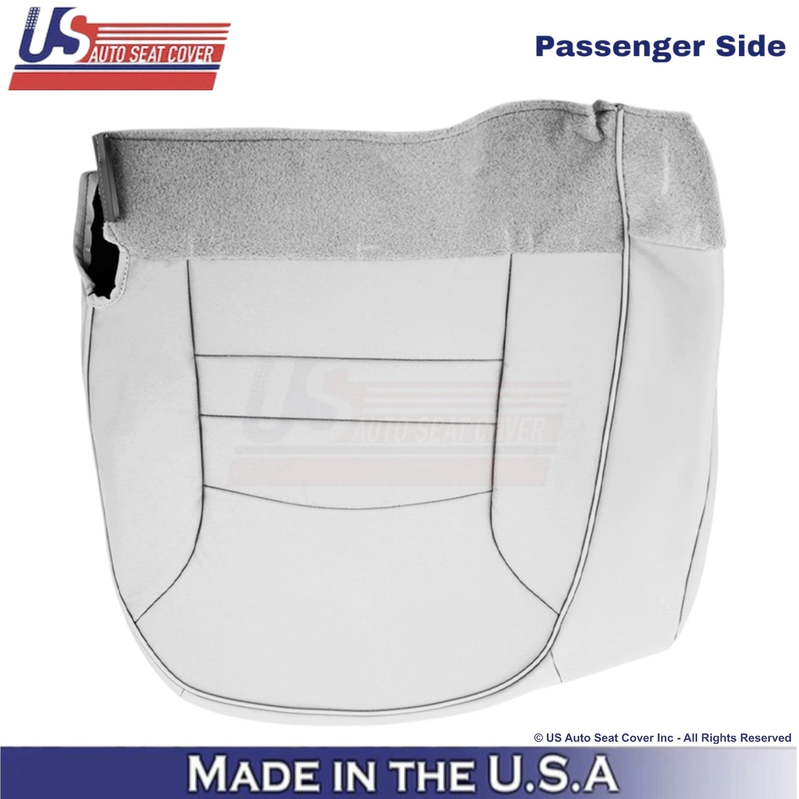 1998-2002 For Ford Crown Victoria Leatherette Passenger Bottom Seat Cover White