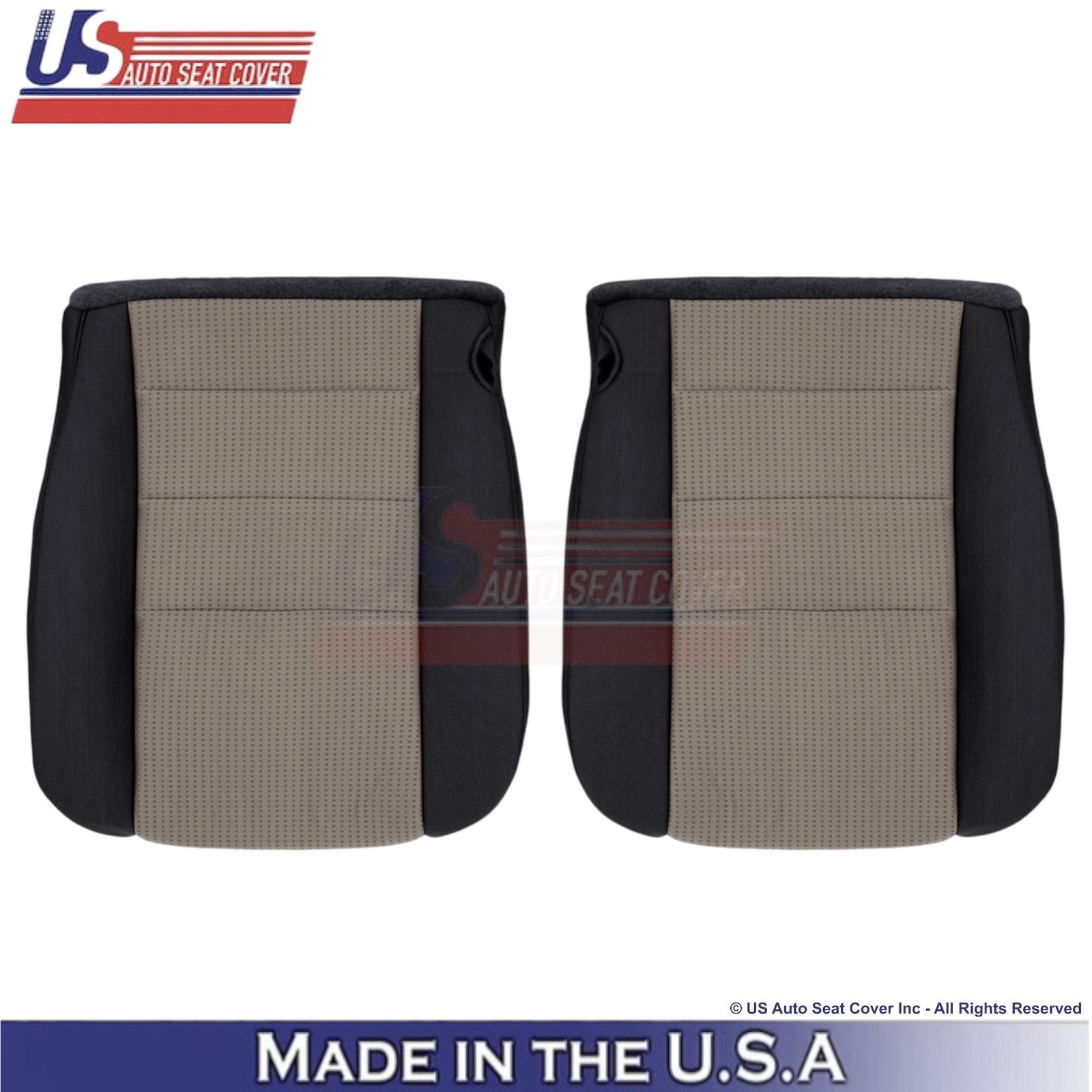 2008-2010 Fits Ford F-250 XLT Cloth Front Bottom Seat Covers 2-Tone Black & Gray