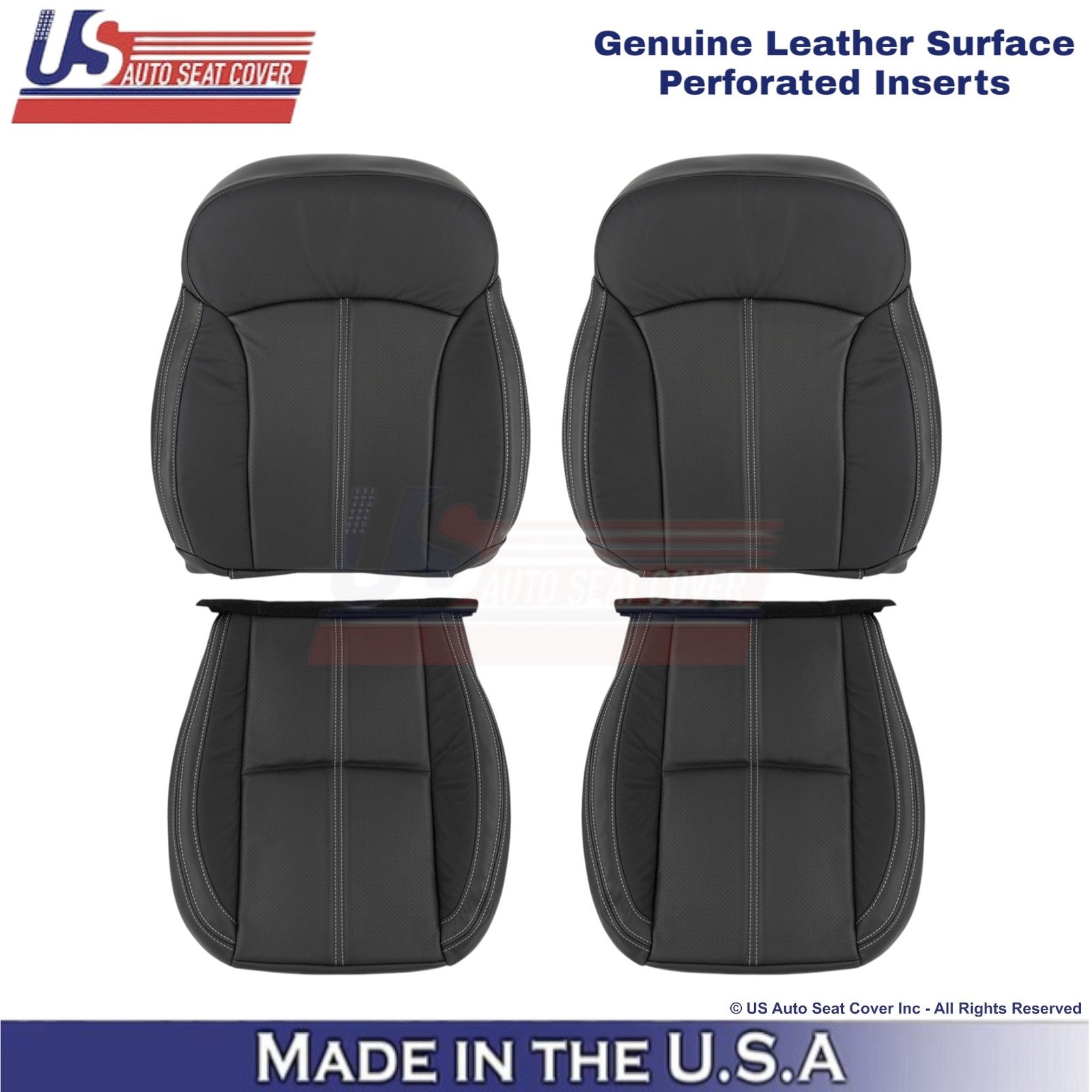 2017-2018 Fits Subaru Forester Touring Genuine Leather Front Seat Covers Black