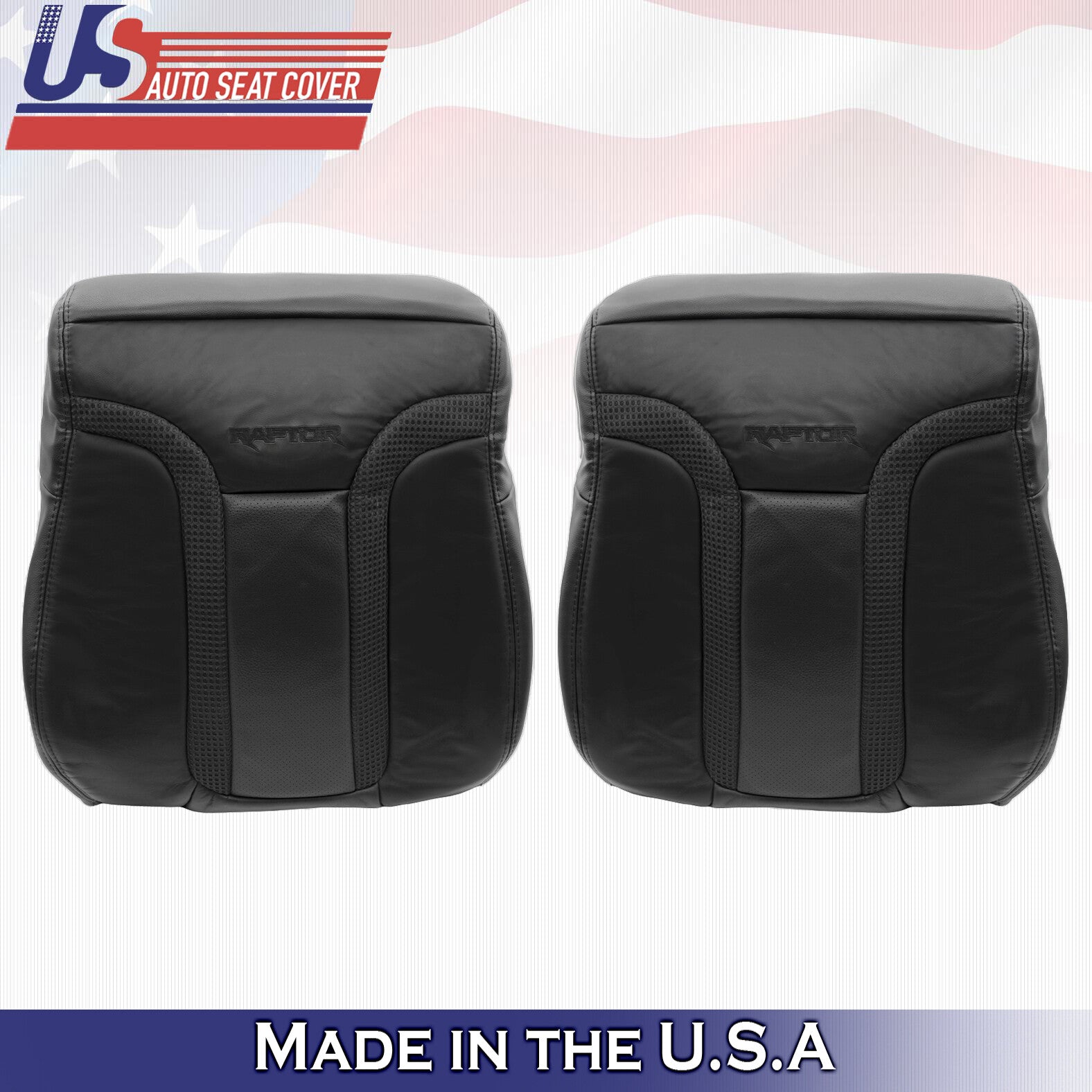 2010-2014 Ford F-150 Raptor SVT Front tops & Bottoms Leather seat covers Black