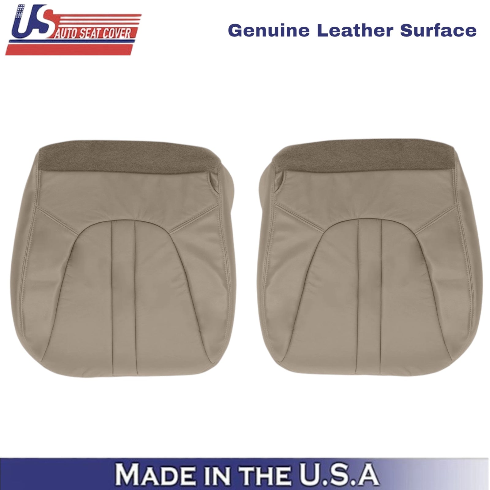 2000-2002 For Ford Expedition Eddie Bauer Leather Front Seat Covers Parchment