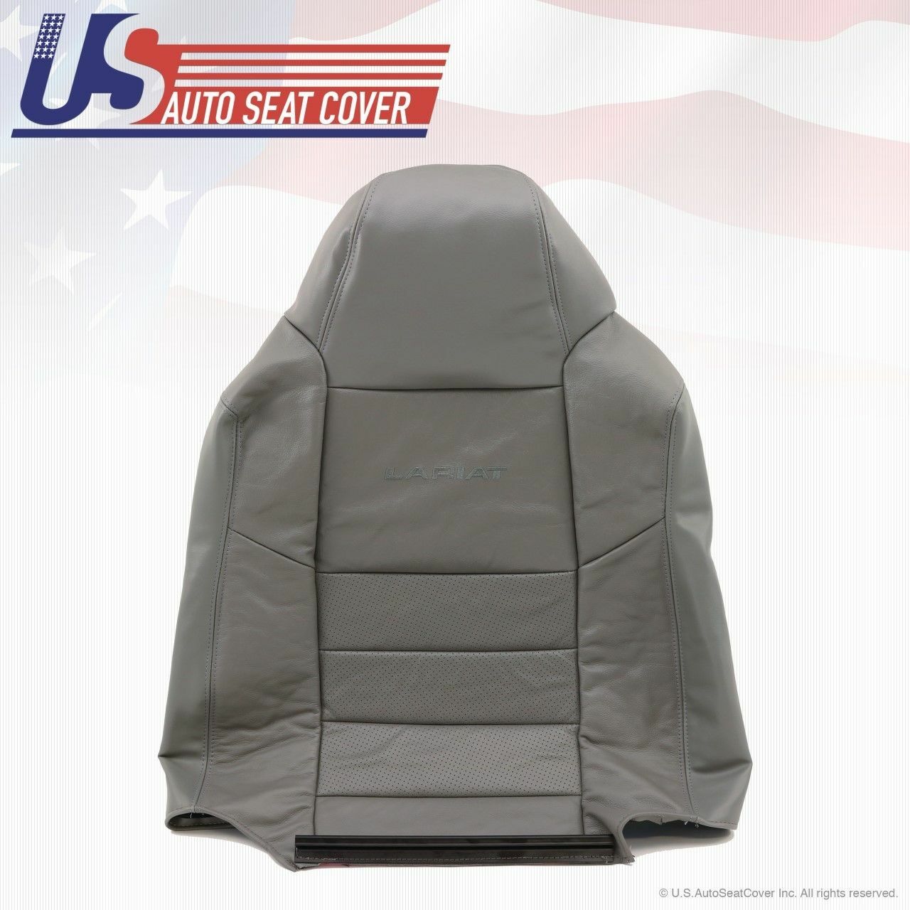 02 - 07 Ford F-250 F-350 Driver Top Lean Back perforated Leather Seat Cover Gray