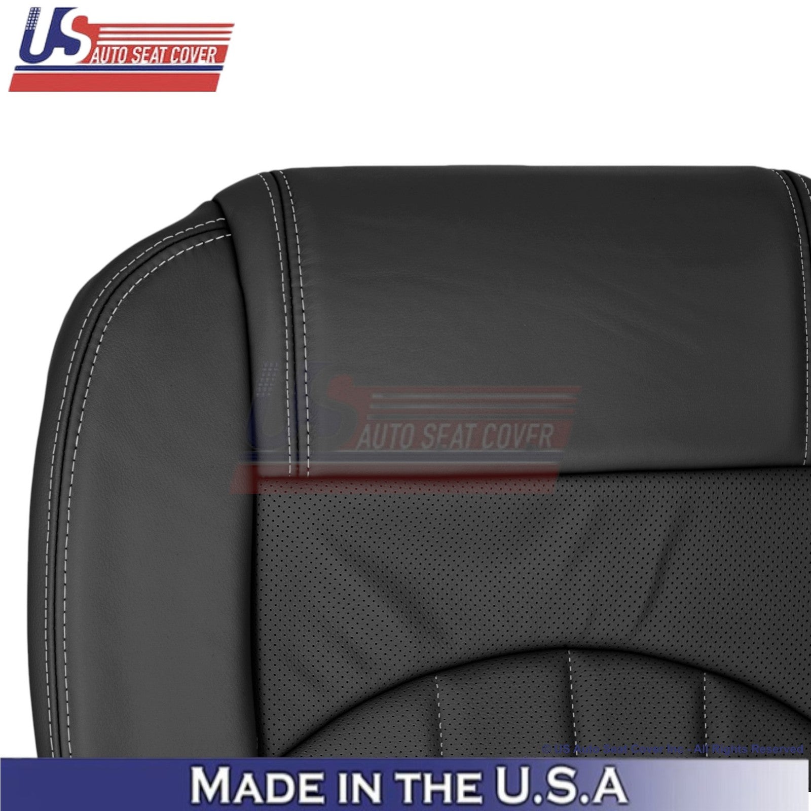 2013-2017 Fits Chevy Traverse Leather Perforated Front Replacement Covers Ebony