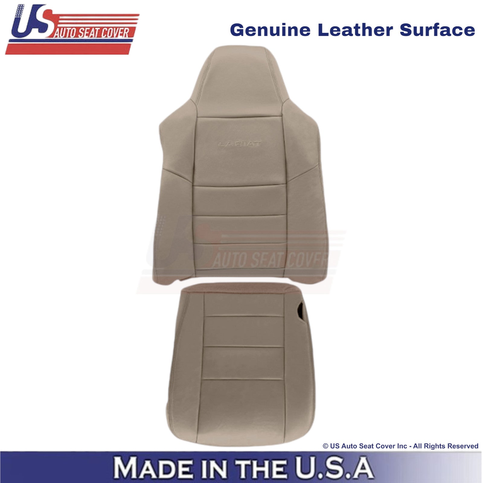 2003-2004 Fits Ford F250 F350 Lariat Leather Front Driver Replacement Covers Tan