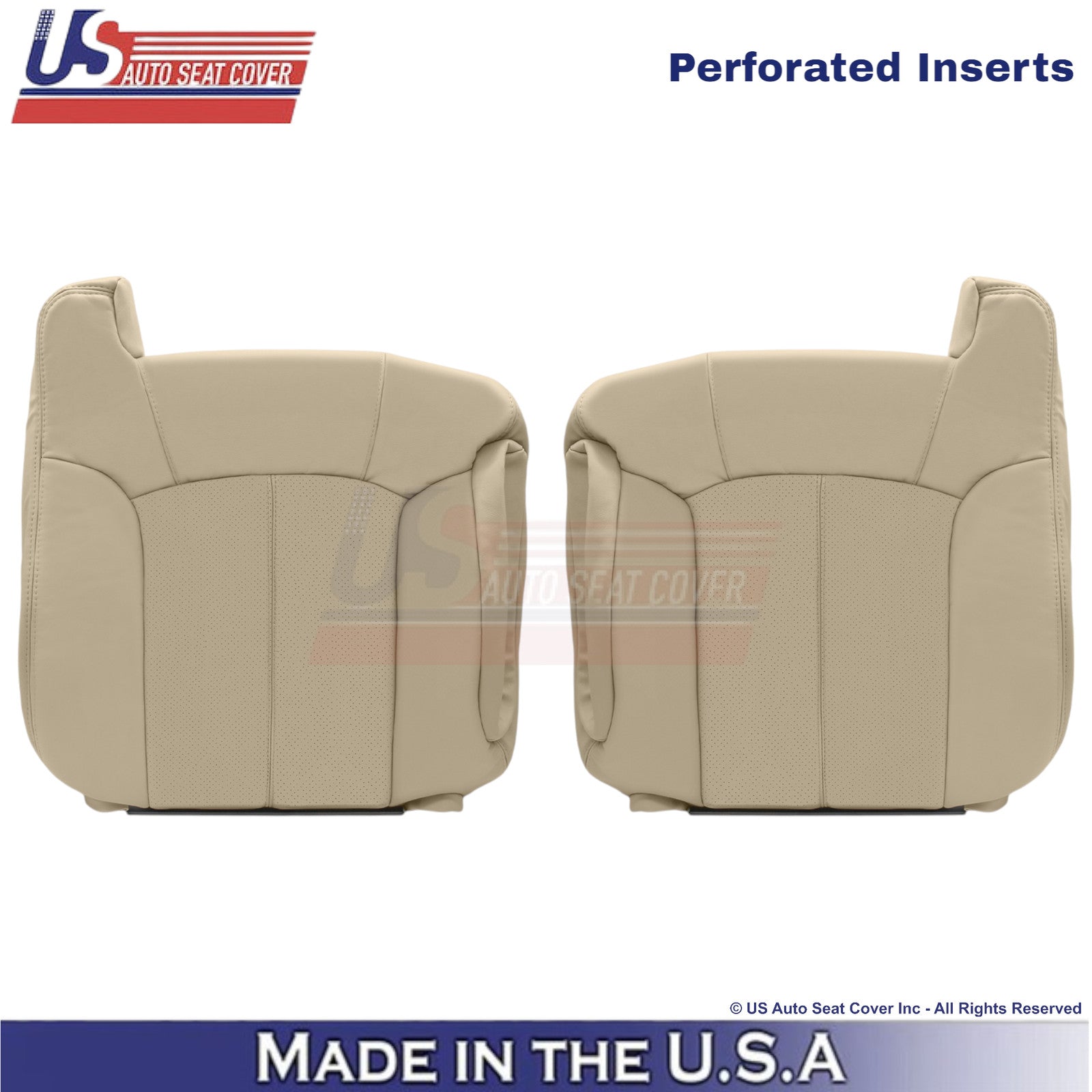 2002 For Cadillac Escalade Leatherette Front Top Seat Covers Shale Neutral Tan