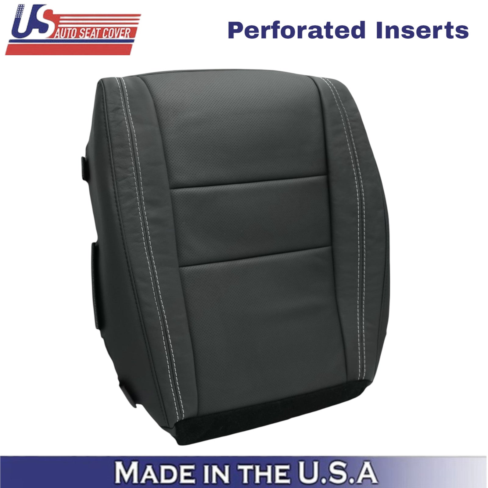 2011-21 For Jeep Grand Cherokee Leather Passenger Bottom Cover Black-White Stch
