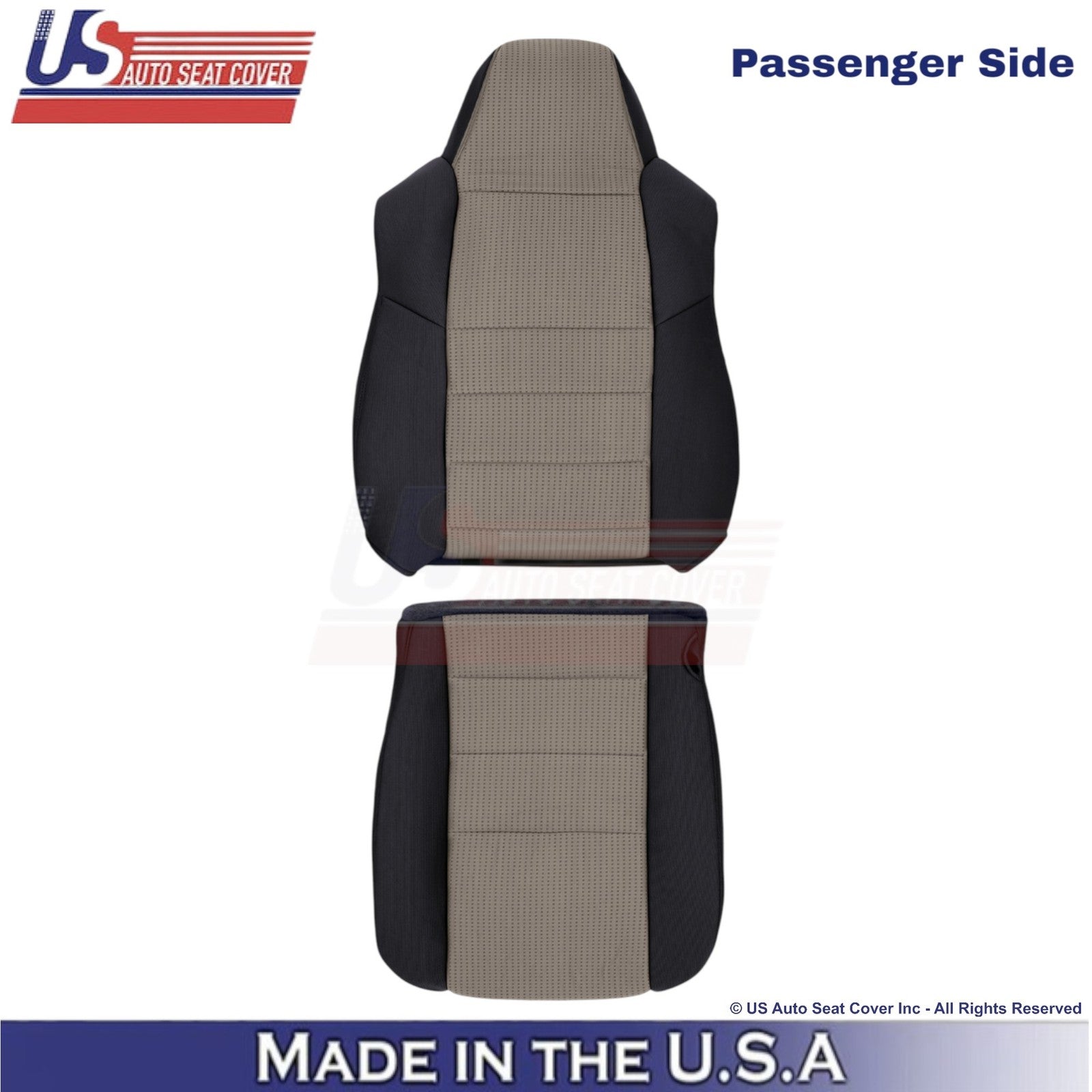 2008-2010 For Ford F250 XLT Cloth Passenger Side Seat Covers 2-Tone Black & Gray
