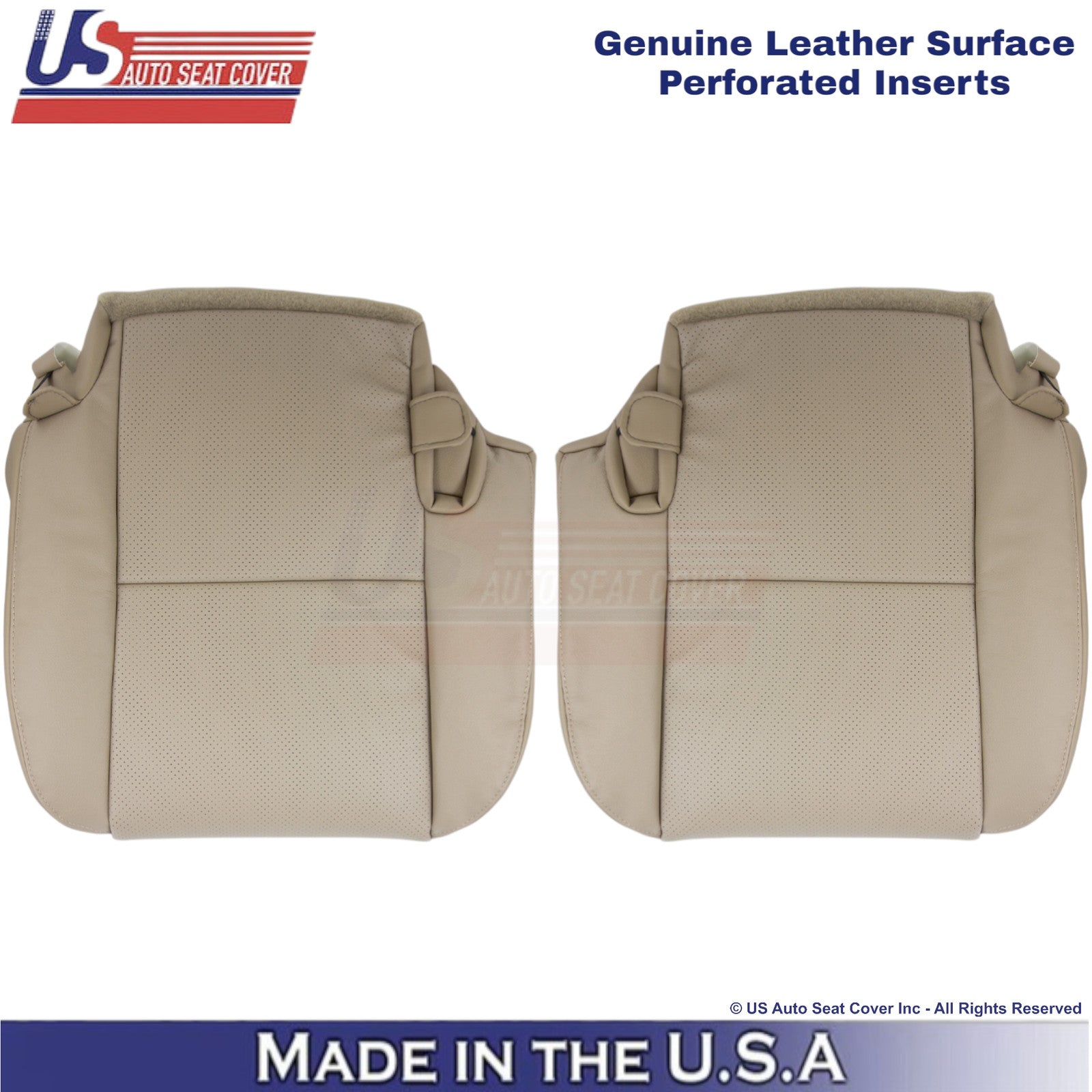2011 Fits Toyota Tundra Genuine Leather Perf. Rear Bottom Seat Covers Sand Beige