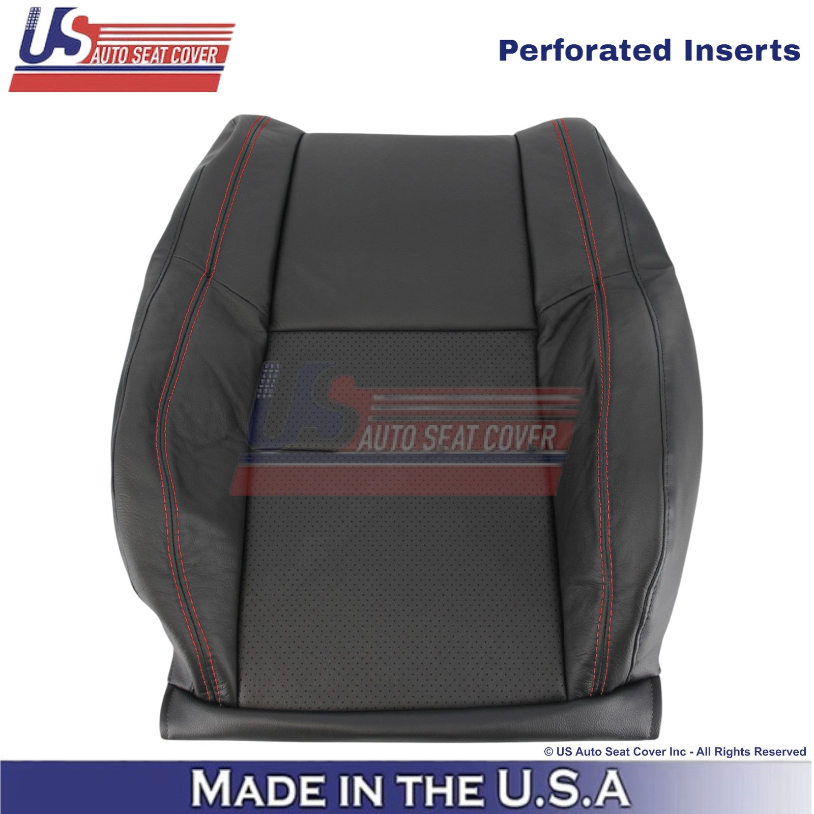 2011-2025 For Dodge Durango Genuine Leather Front Top Covers Black w/ Red Stitch