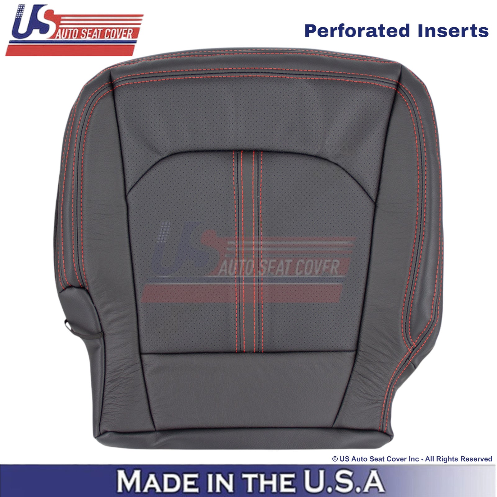 2018-2021 For Ford Expedition Leather Passenger Bottom Cover Ebony-Red Stitching
