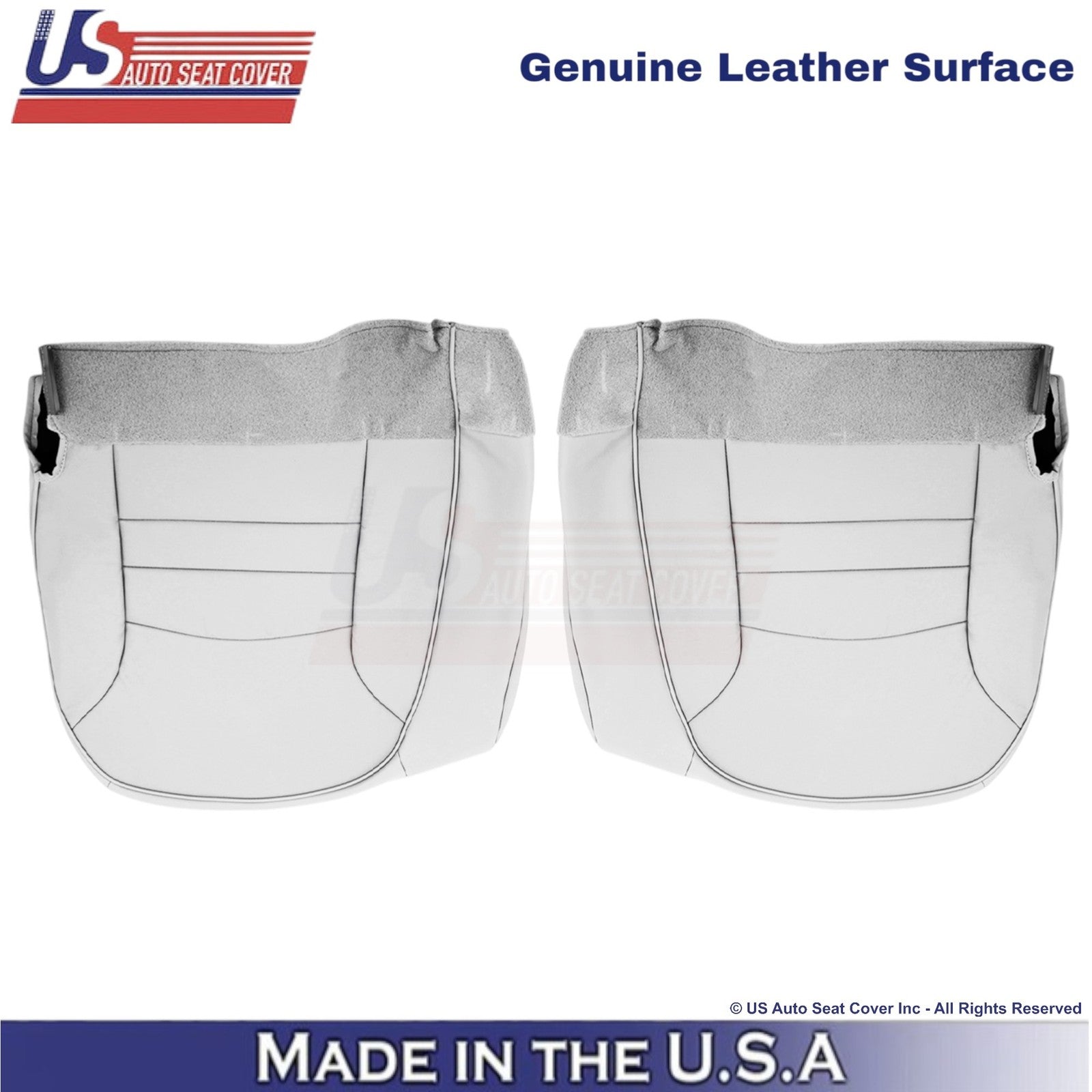 1998-2002 For Ford Crown Victoria Genuine Leather Front Bottom Seat Covers White