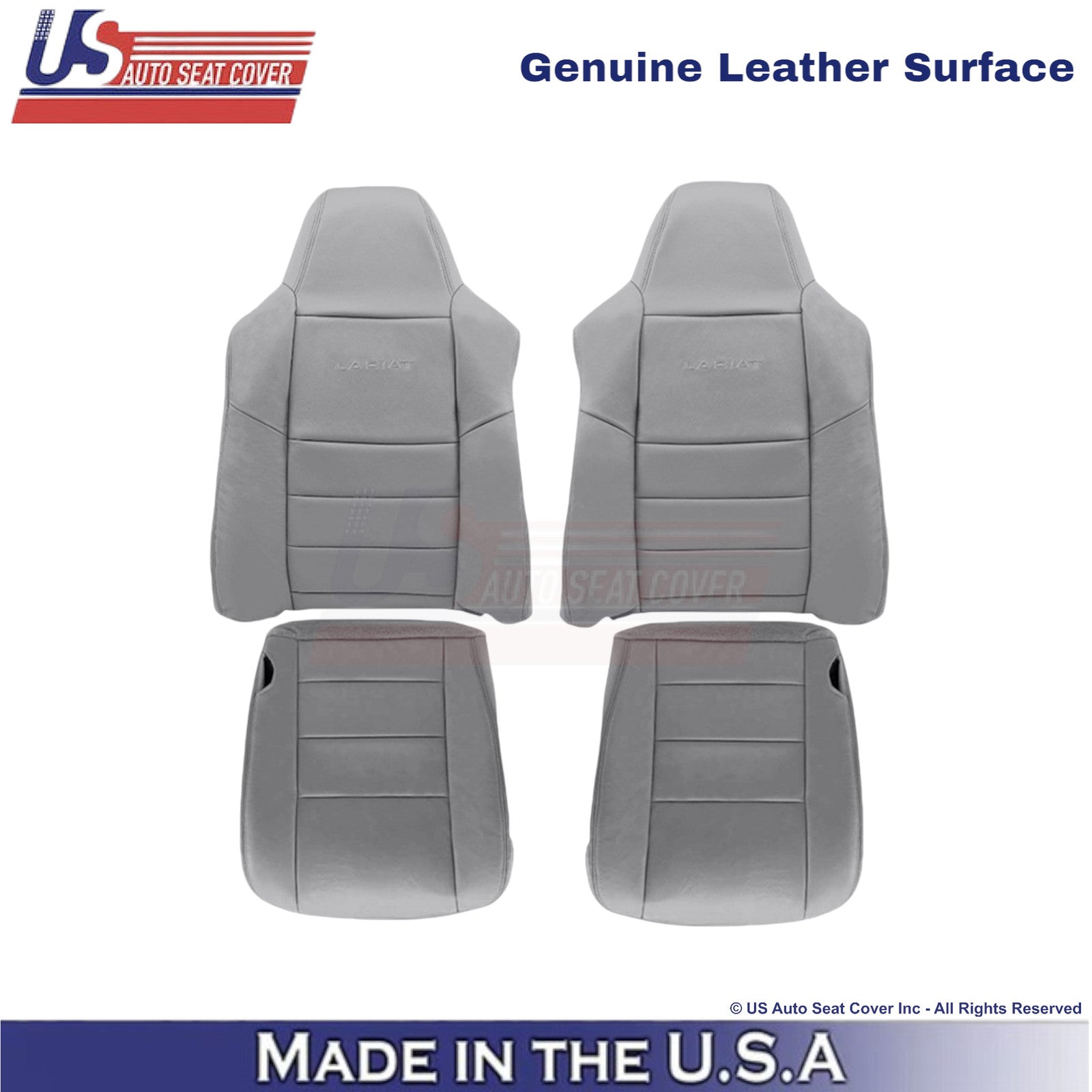 2003-2007 Fits Ford F250 F350 Lariat Leather Front OEM Seat Covers Gray