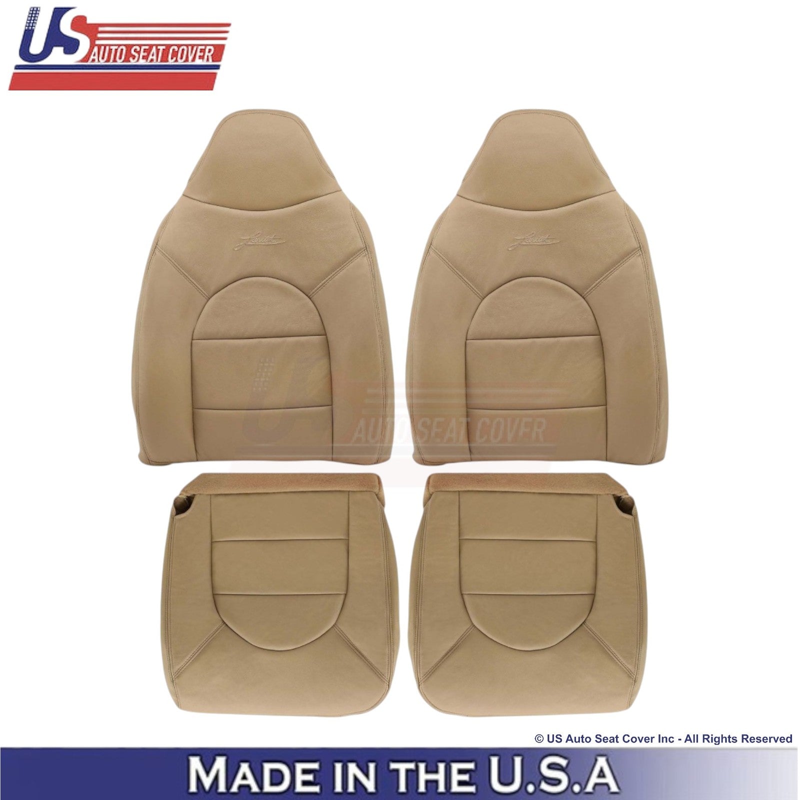 1998-2000 For Ford F250 Lariat Super Duty Leatherette Front Covers Prairie Tan
