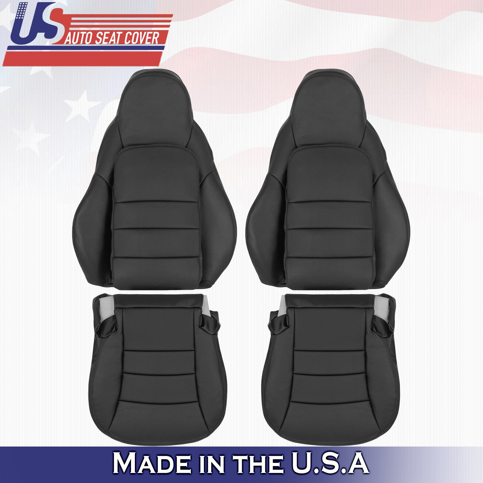 2005 to 2013 For Chevy Corvette C6 Front Set Tops & Bottoms Leather Seat Covers