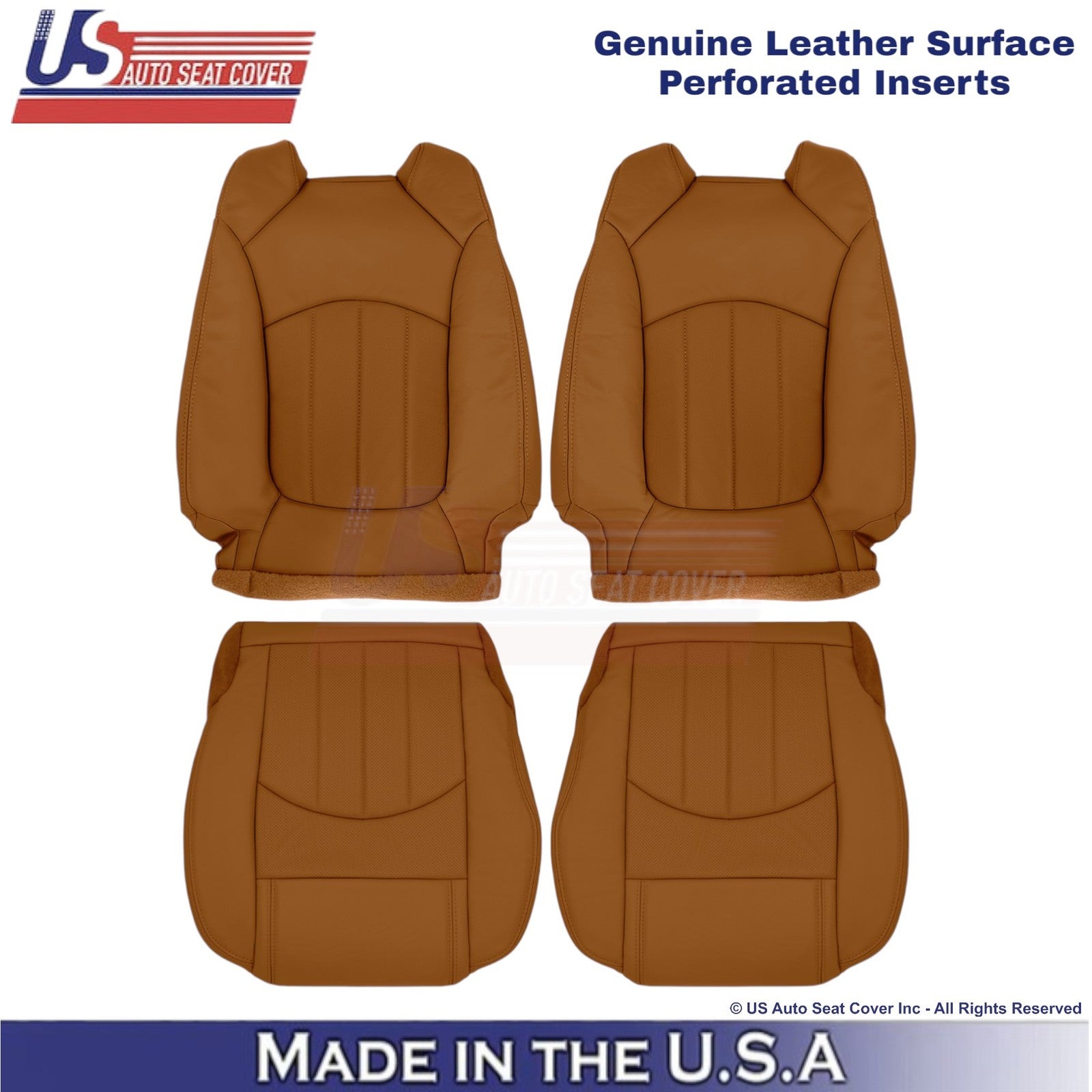2013-2014 Fits Chevy Traverse Genuine Leather Perf. Front Seat Covers Mojave