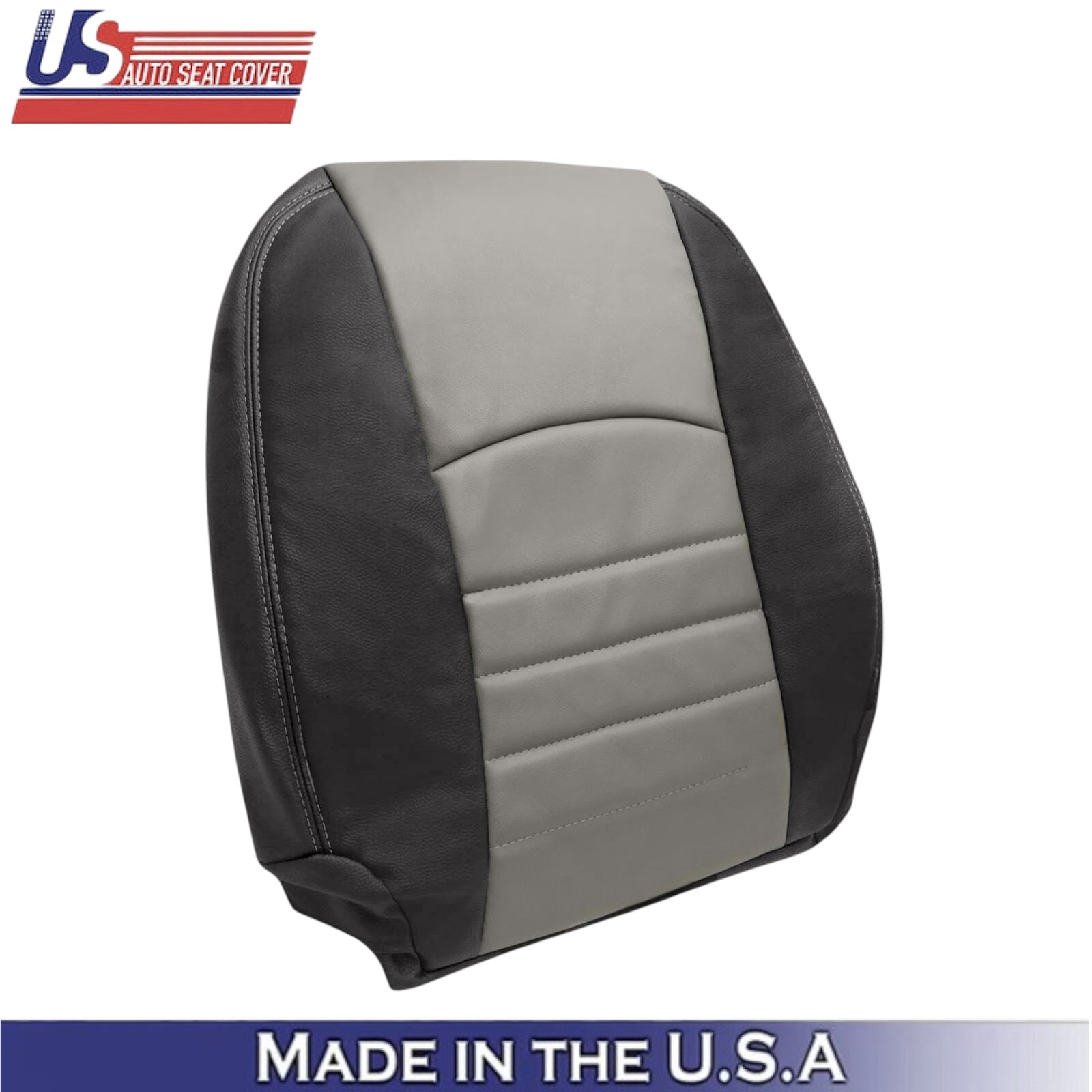 2009-2012 For Dodge Ram 1500 ST Leatherette Front Top Seat Covers 2-Tone Gray