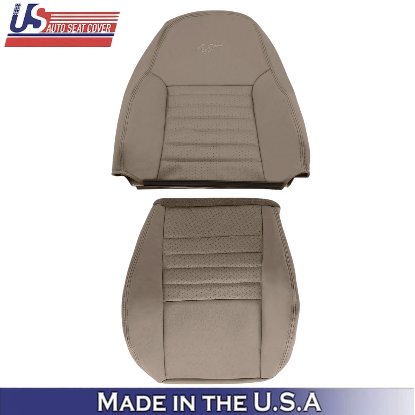 1999-2004 For Ford Mustang GT Leather Driver Side Seat Covers Medium Parchment