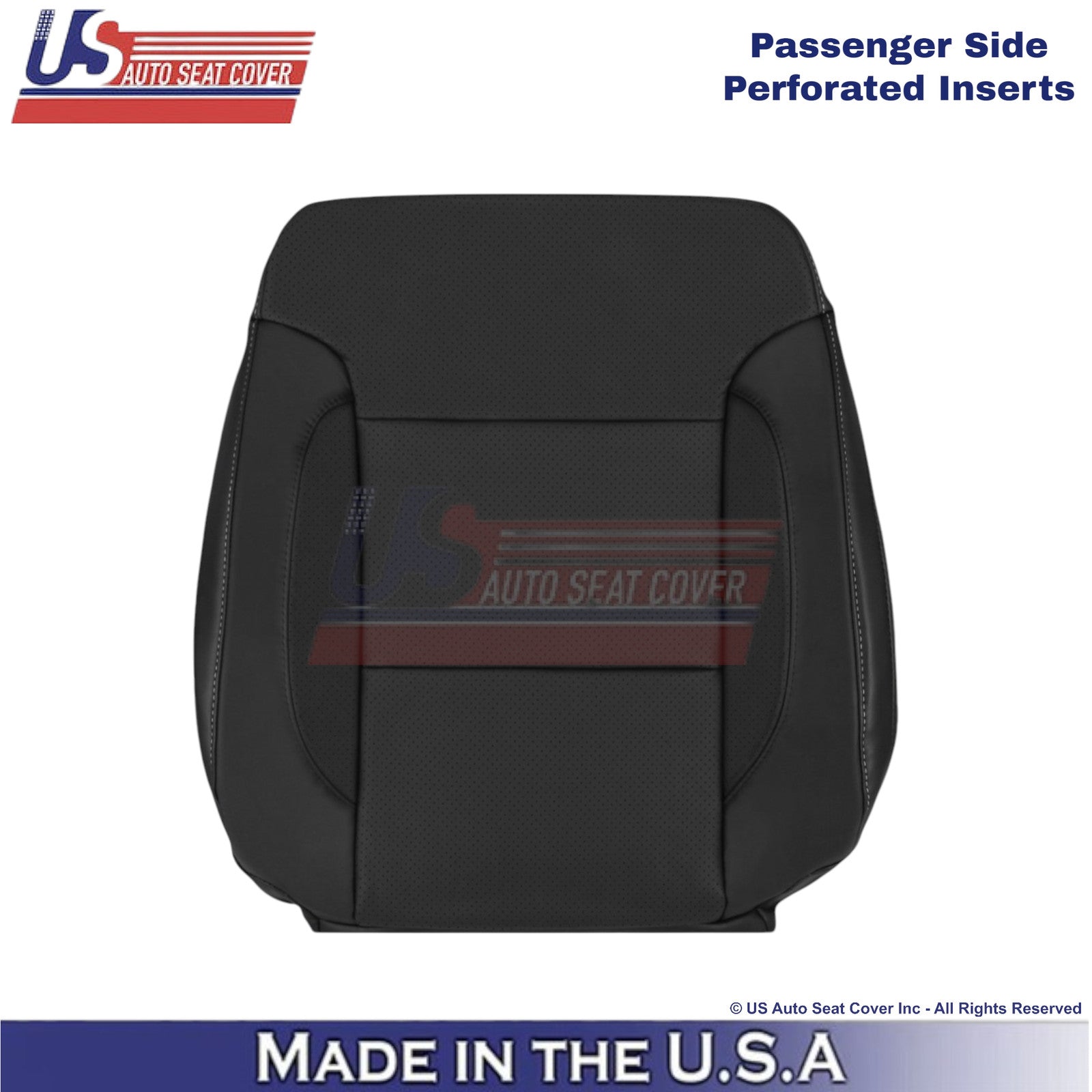 2014-2019 For Chevy Silverado 1500 LT Leatherette Perf Passenger Top Cover Black