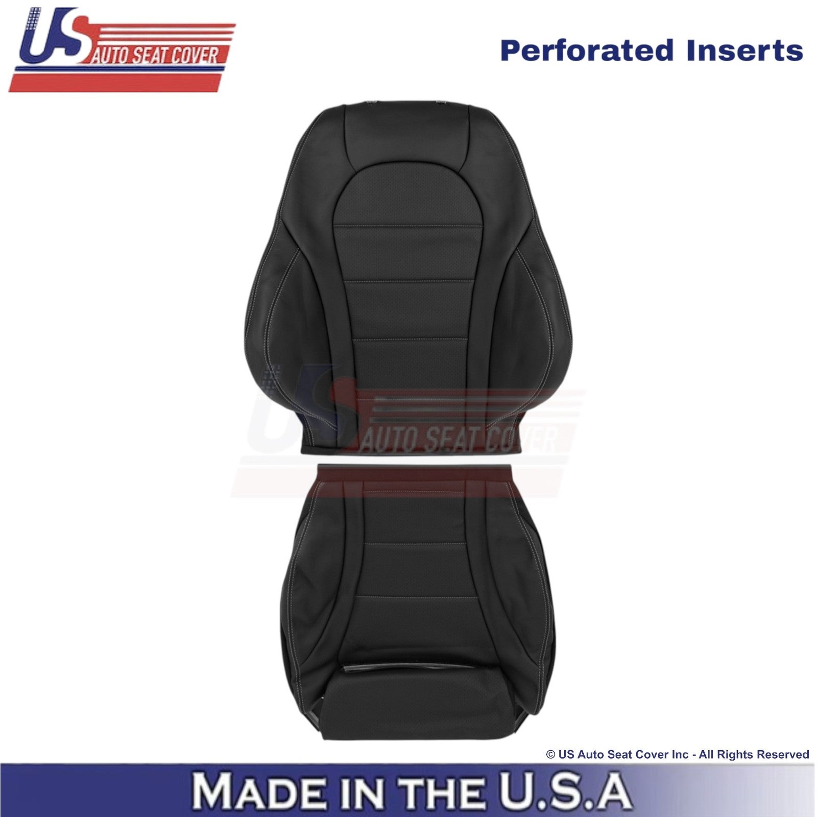 2016-2021 For Mercedes Benz GLC Class Leather Driver Covers Black - White Stitch