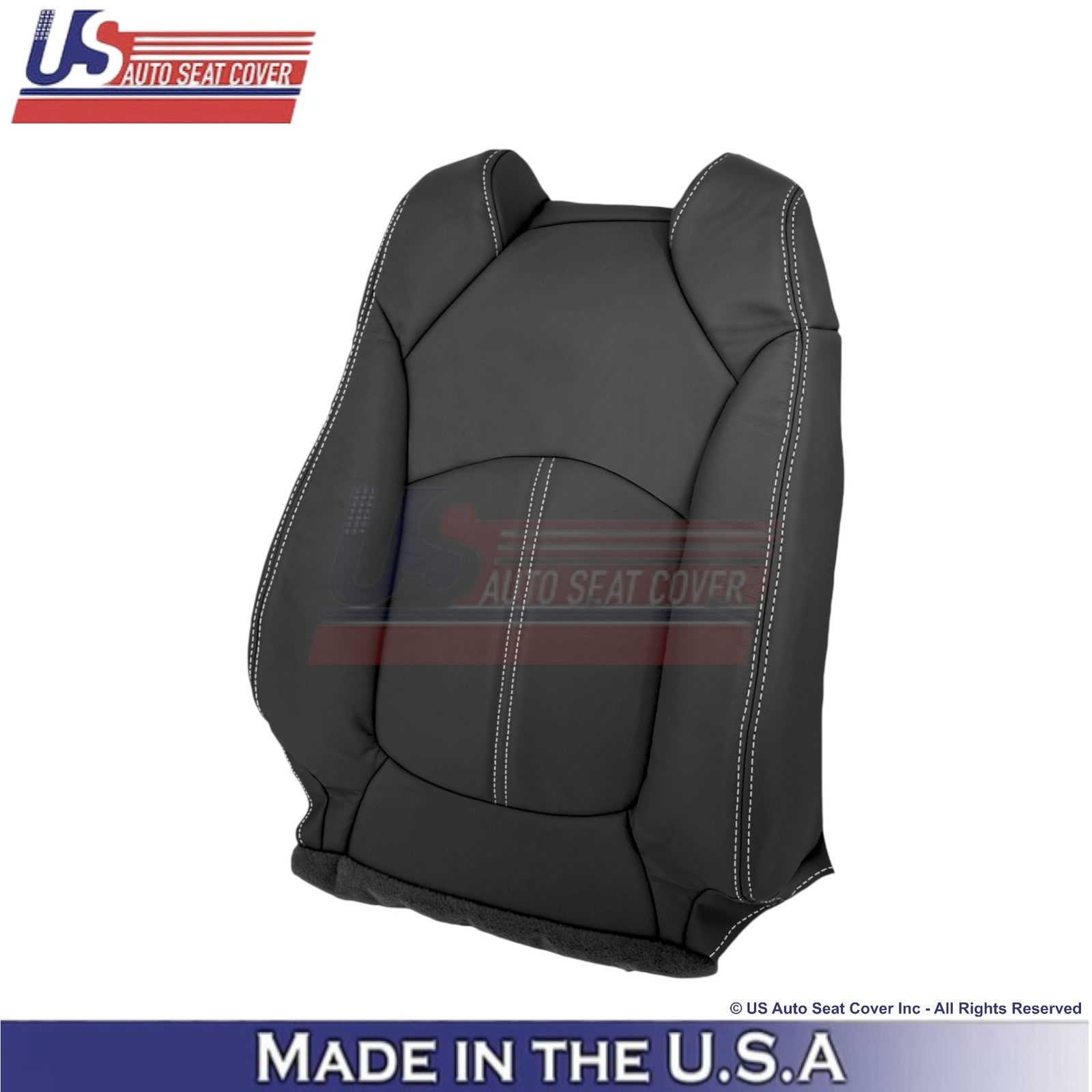 2013-2017 Fits Chevy Traverse Leatherette Driver Side Covers Ebony-White Stitch