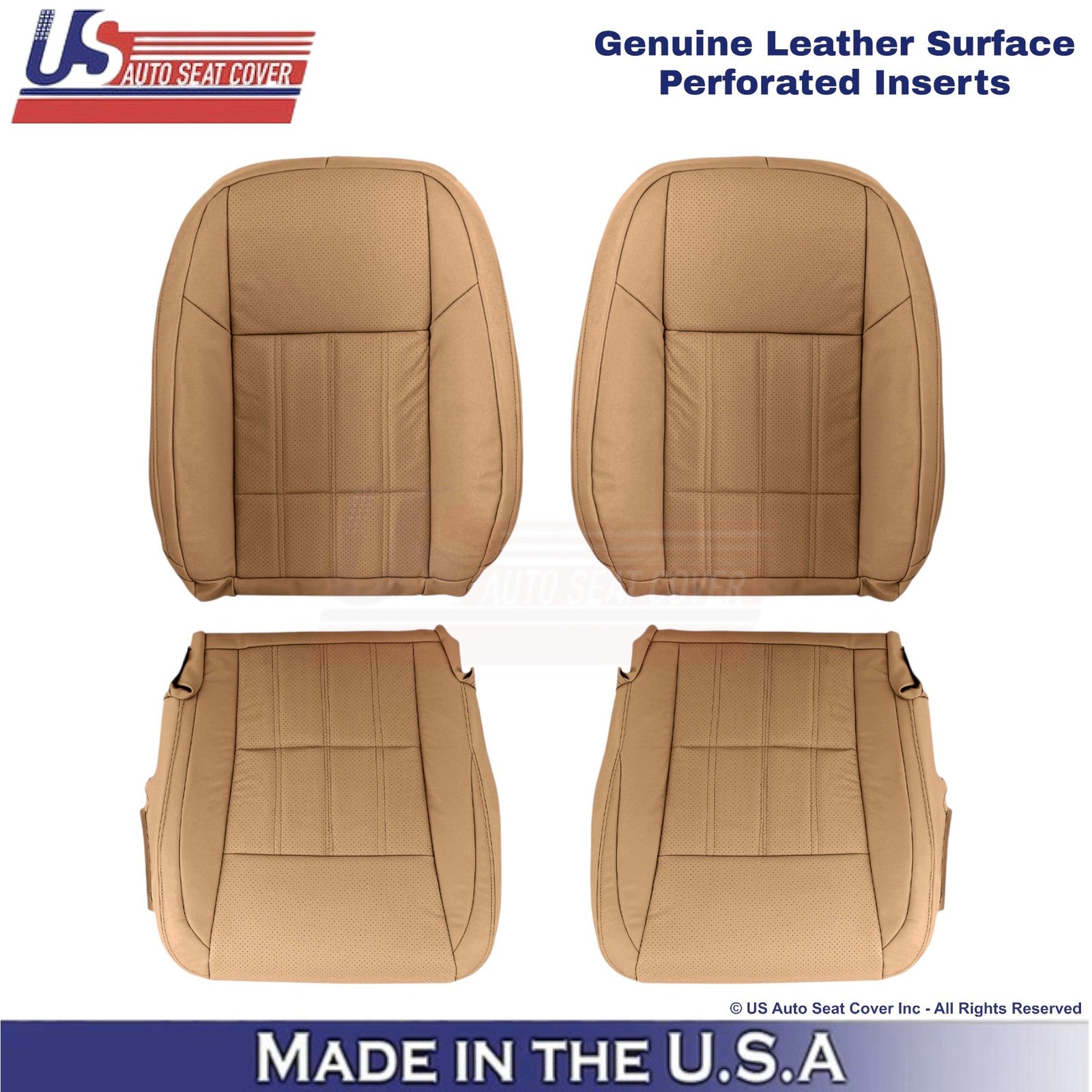 2016-2018 Fits Lexus ES 350 Genuine Leather Front Replacement Seat Covers Flaxen