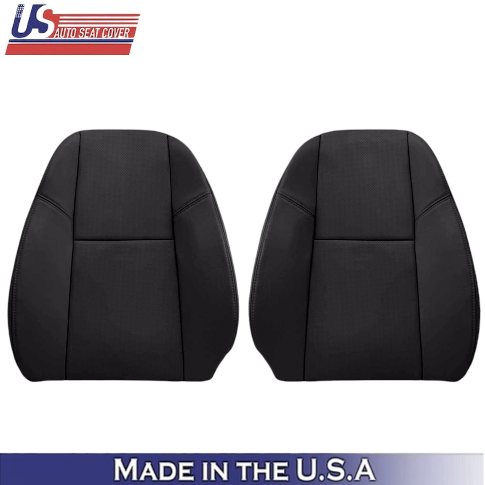 2012-2014 For Chevrolet Silverado Genuine Leather Front Top Covers Ebony Black