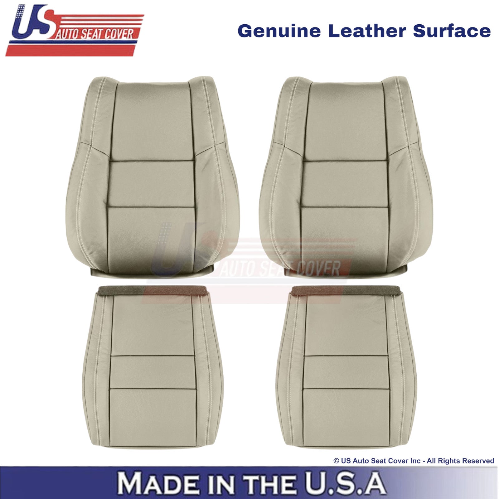 2011-2022 For Dodge Durango Genuine Leather Front Seat Covers Light Frost Beige